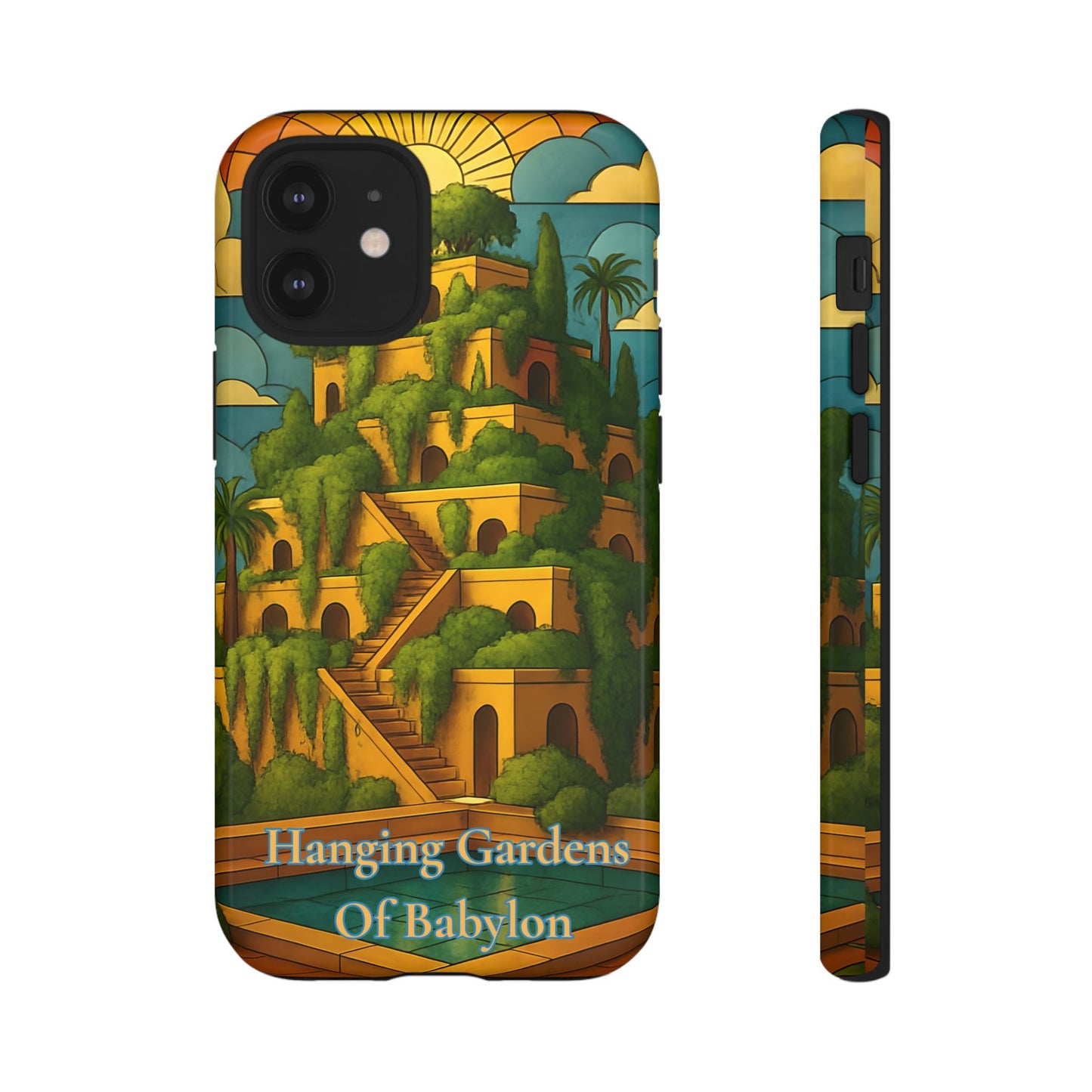 Hanging Gardens of Babylon Tough Phone Case Ancient World Wonder Art, Mythical Historic Aesthetic Compatible with iPhone, Galaxy, and Google