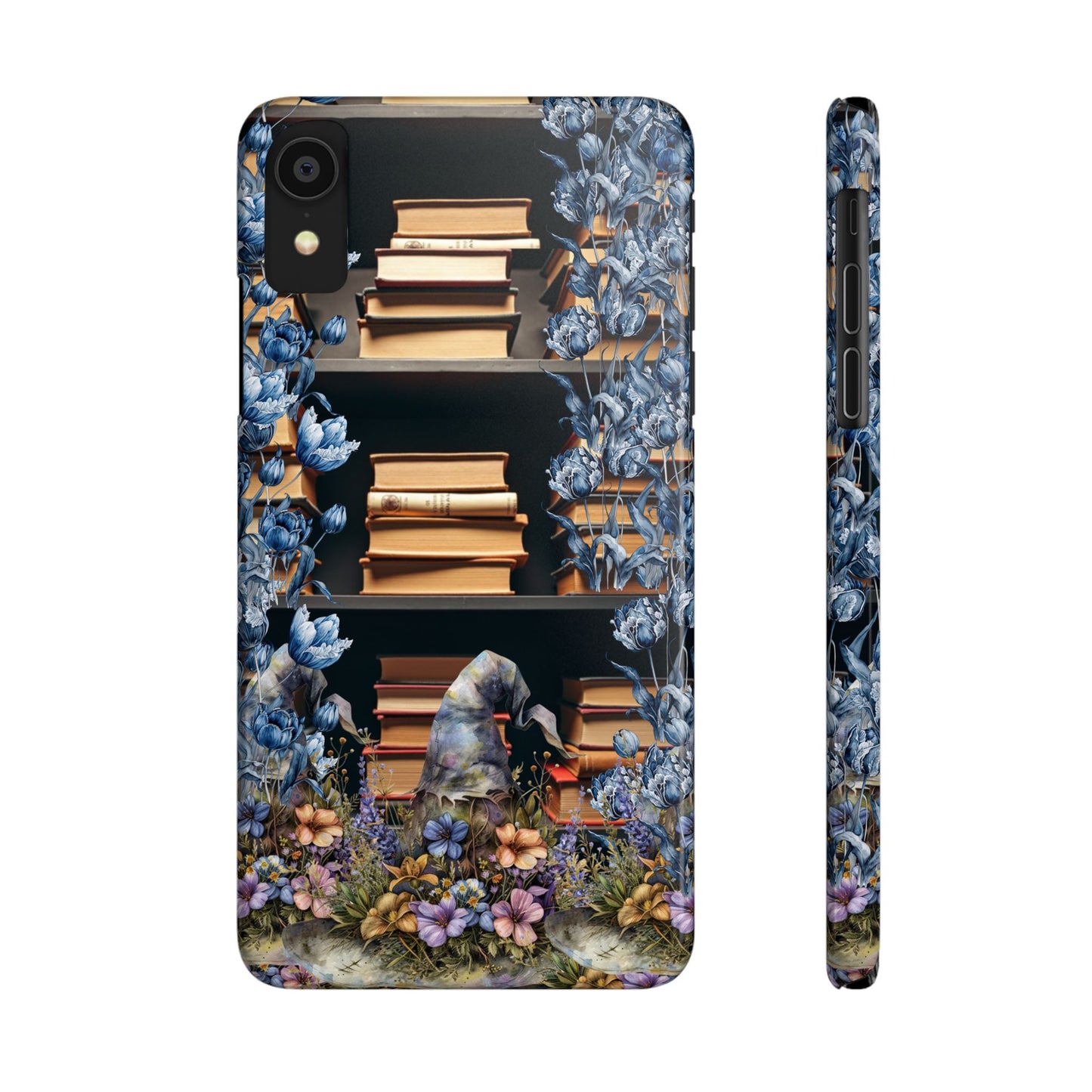 Artistic Bookworm Phone Case for Literary Lovers, Slim Case, Literary Gift, Book Lover Accessory, Floral Design, Unique Phone Accessories