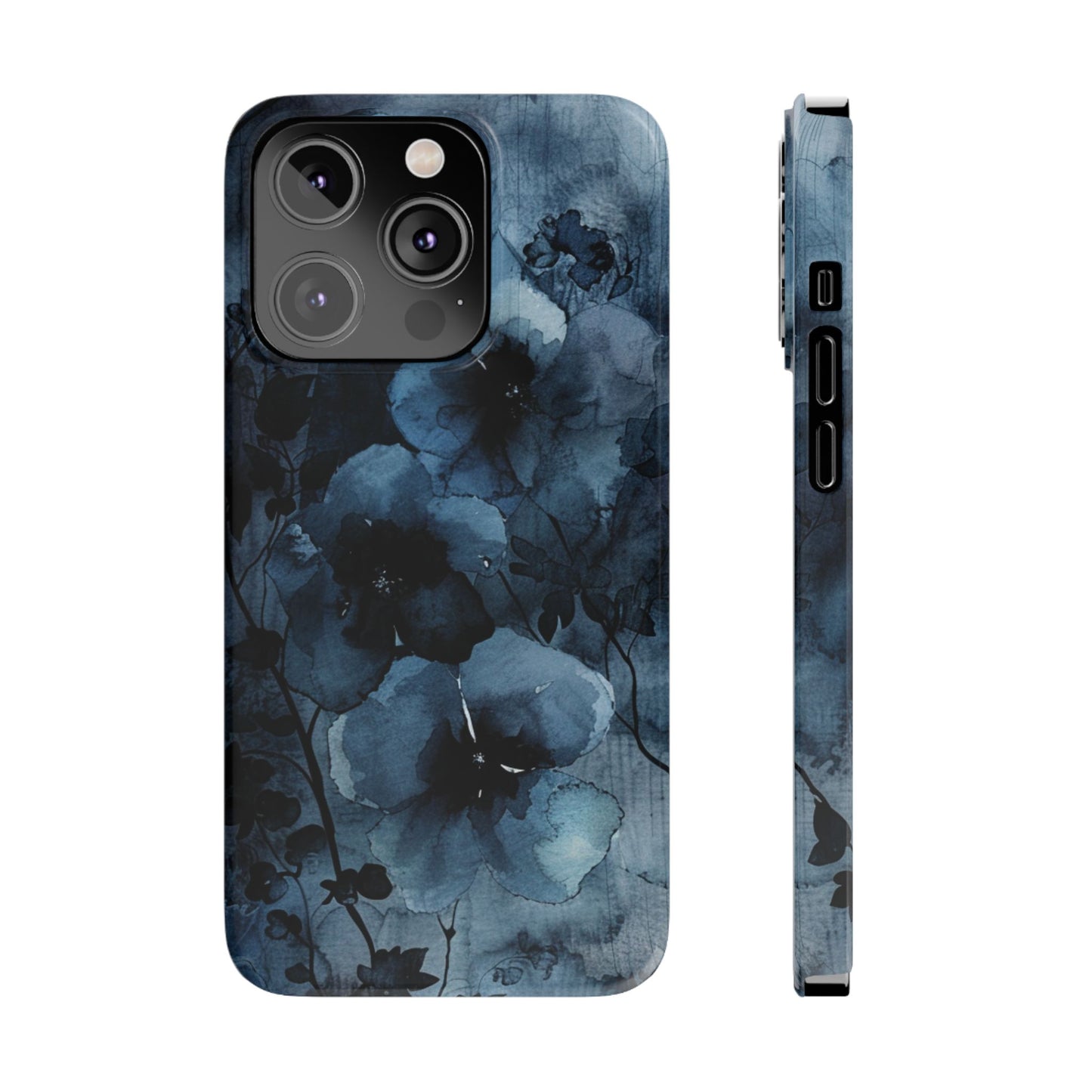 Elegant Floral Slim Phone Cases | Trendy Phone Cover, Blue Flower Design, Gift for Her, Stylish Mobile Case, Floral Accessories