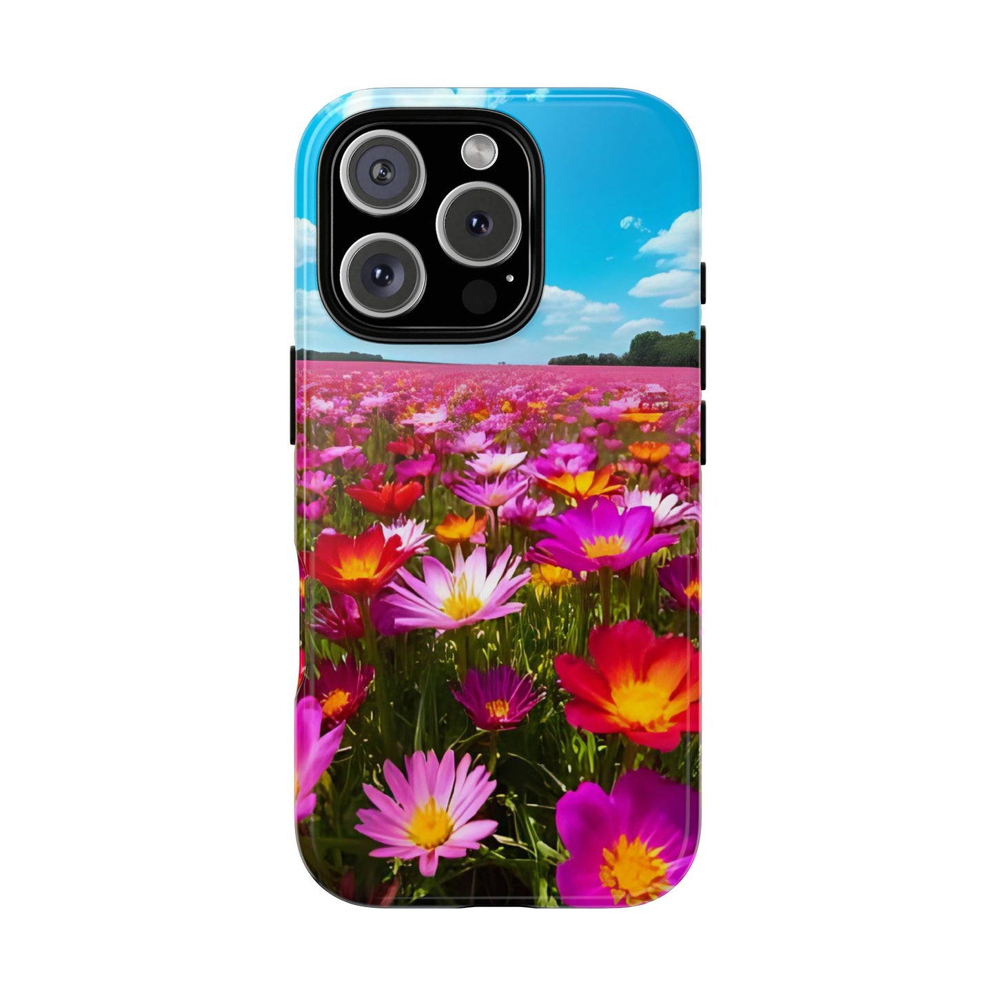 Flower Field Tough Phone Case - Wildflower Meadow Print, Colorful Nature Aesthetic, Compatible with iPhone, Galaxy, and Google Phones