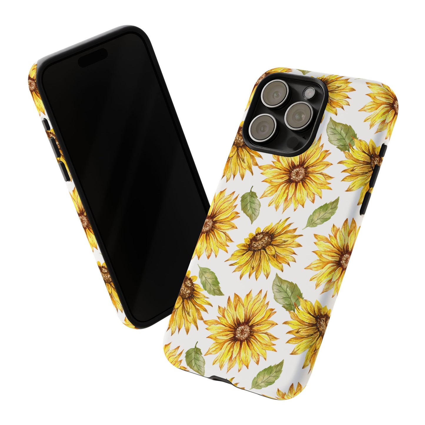 Sunflower Floral Tough Phone Case - Watercolor Botanical Print, Bright Nature Aesthetic, Compatible with iPhone, Galaxy, and Google Phones
