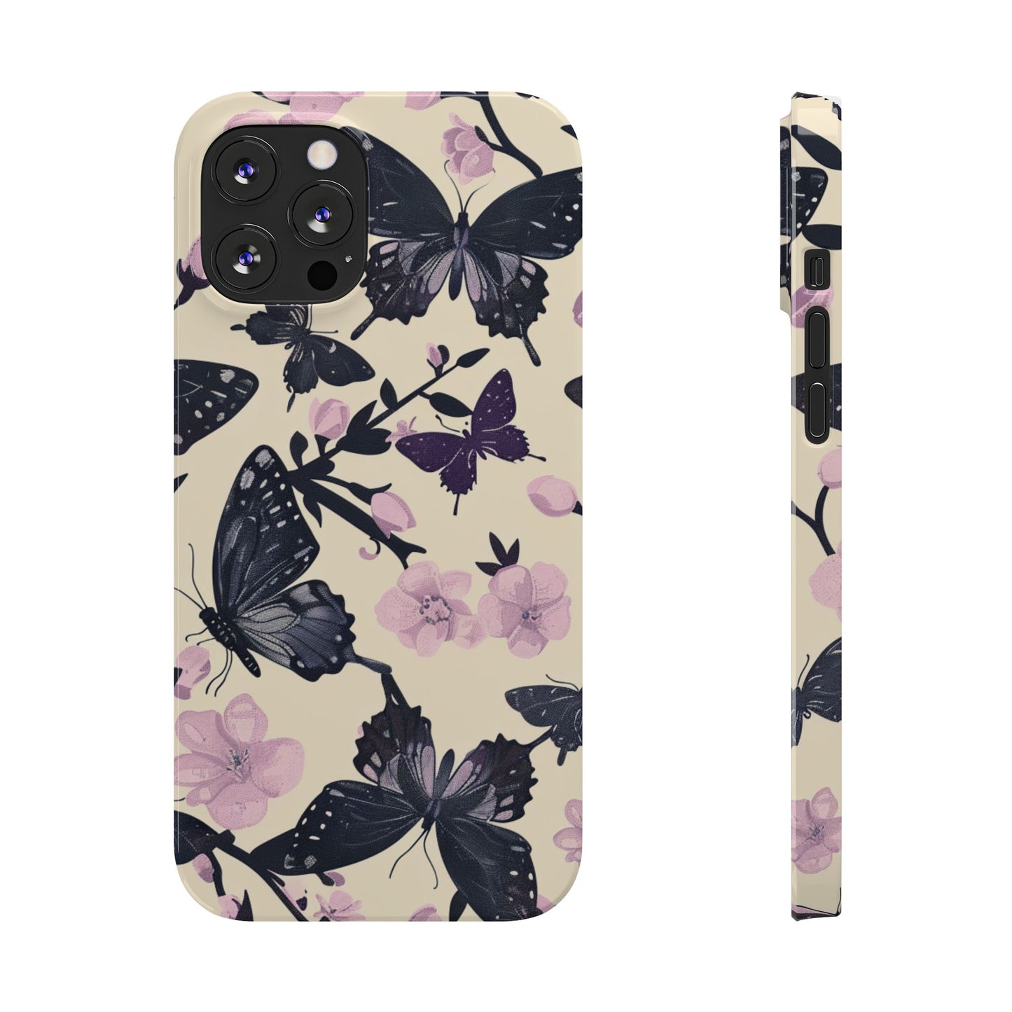 Butterfly Floral Slim Phone Cases, Elegant Butterfly Design, Nature Lover Gift, Phone Accessory, Stylish Cases for Women