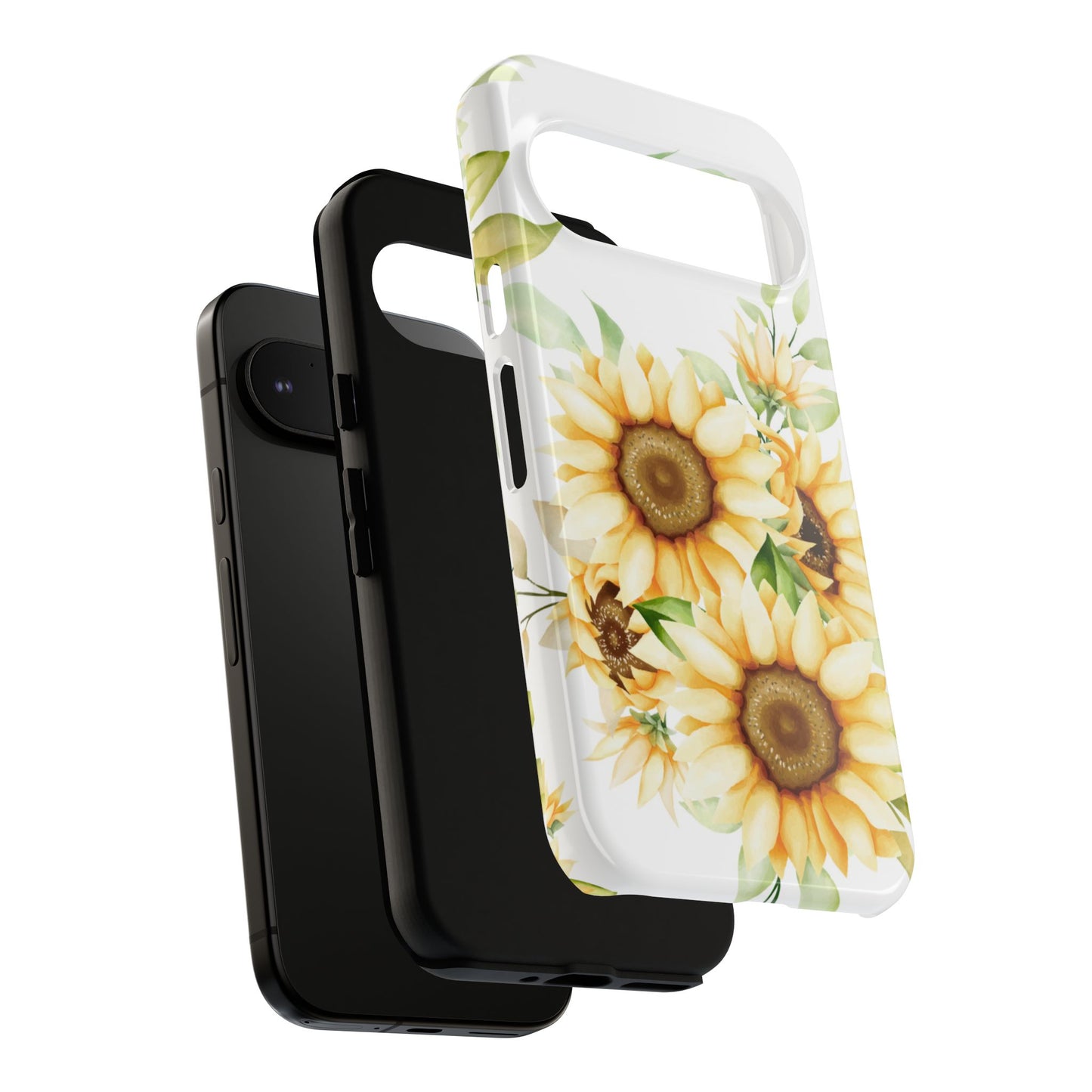 Sunflower Floral Tough Phone Case - Watercolor Botanical Art, Bright Nature Aesthetic, Compatible with iPhone, Galaxy, and Google Phones