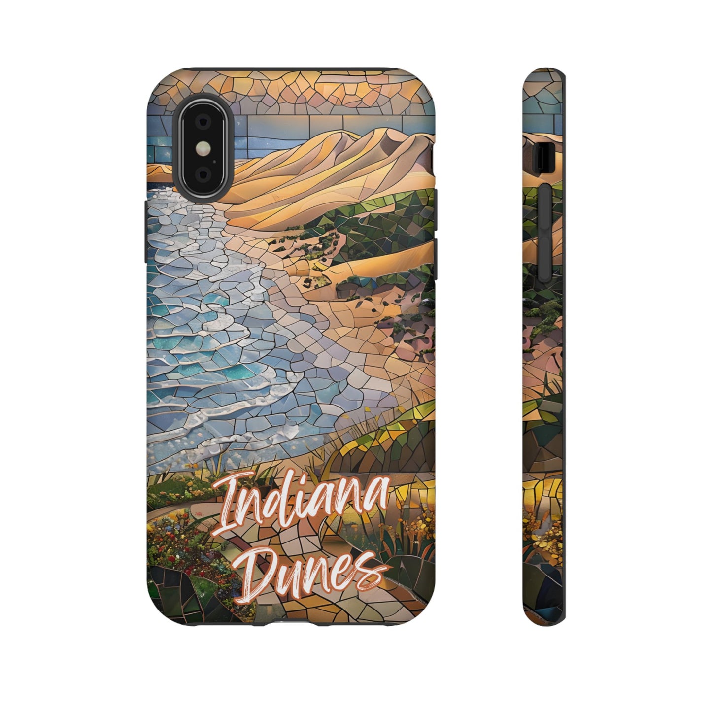Indiana Dunes Mosaic Tough Phone Case - Lakeside Sand Dune Art, Midwest Nature Aesthetic, Compatible with iPhone, Galaxy, and Google Phones