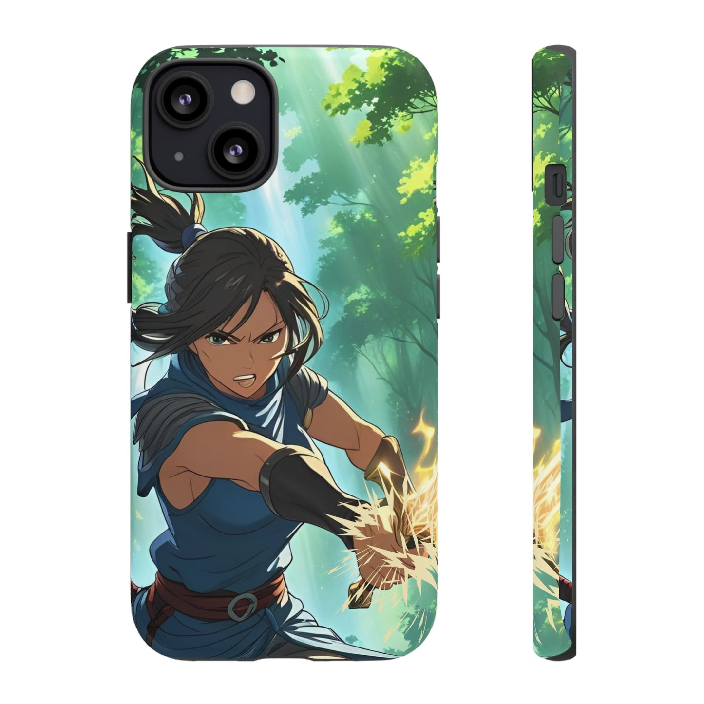 Anime Warrior Girl Tough Phone Case - Japanese Action Aesthetic, Fierce Heroine Design, Compatible with iPhone, Galaxy, and Google Phones