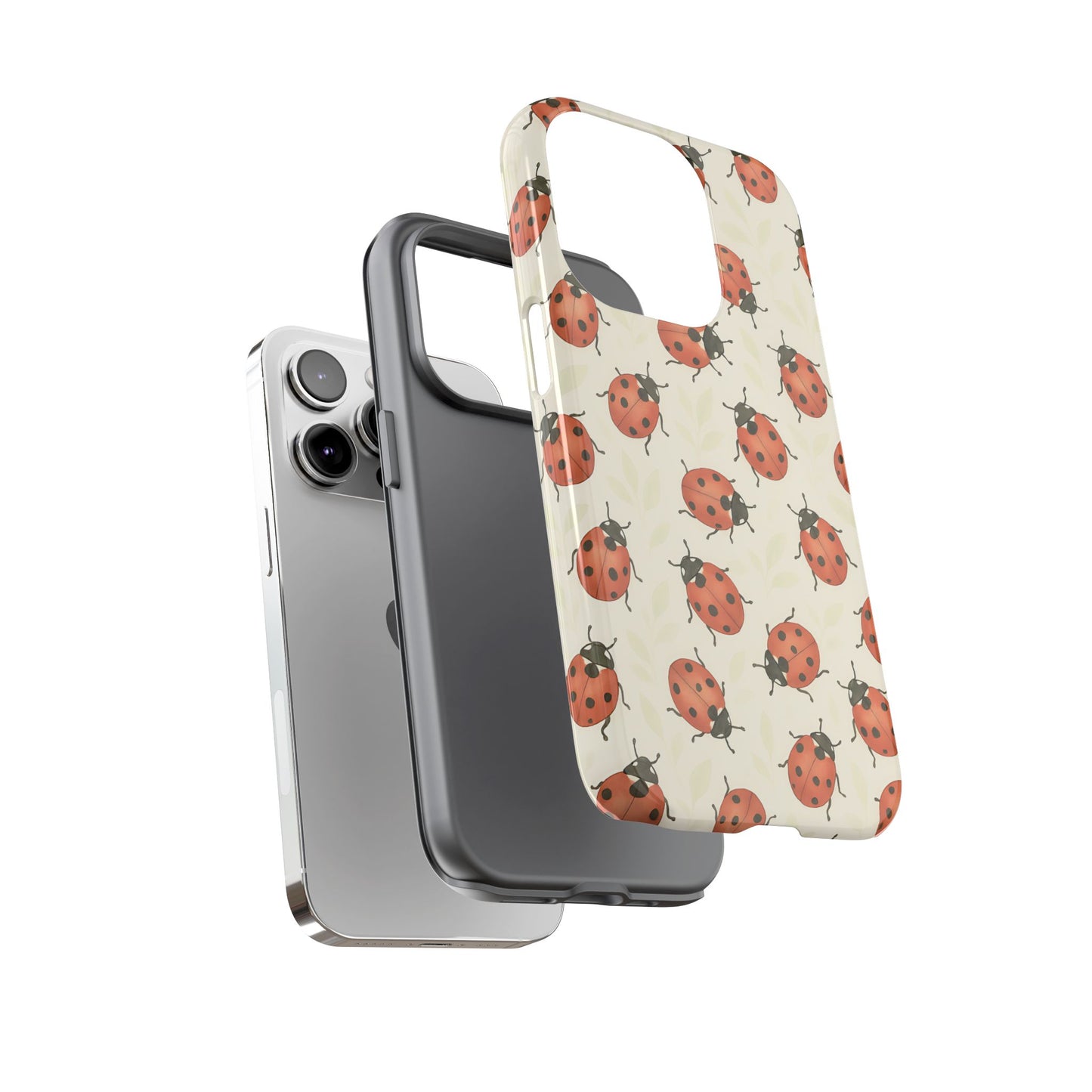 Ladybug Tough Phone Case - Cute Insect Aesthetic, Nature-Inspired Pattern Art, Compatible with iPhone, Galaxy, and Google Phones