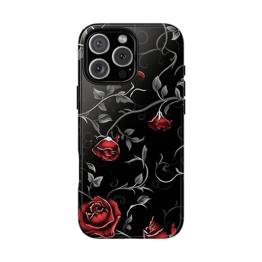 Mystical Red Roses Tough Phone Case - compatible with iPhone, Samsung Galaxy, Google Pixel - Gothic Floral Protective Aesthetic Phone Cover