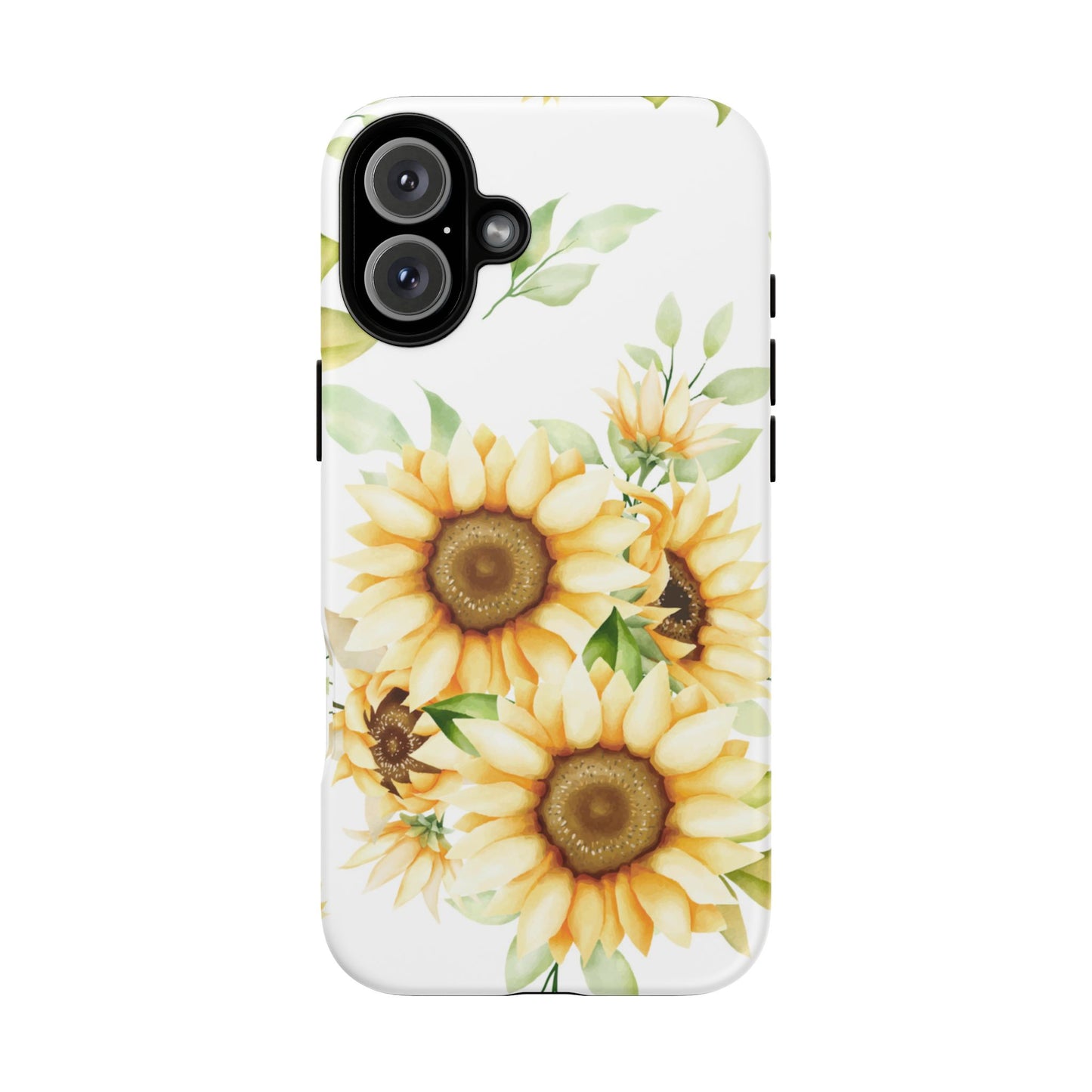 Sunflower Floral Tough Phone Case - Watercolor Botanical Art, Bright Nature Aesthetic, Compatible with iPhone, Galaxy, and Google Phones