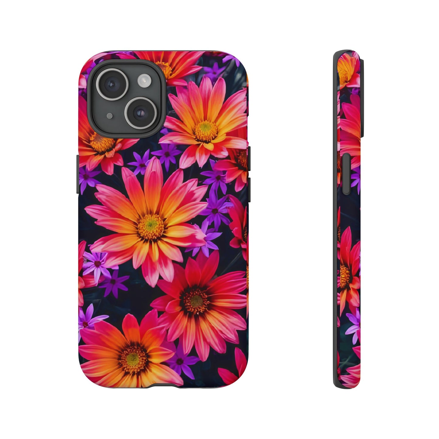 Bold Garden Flower Tough Phone Case - Colorful Floral Print, Bright Botanical Aesthetic, Compatible with iPhone, Galaxy, and Google Phones
