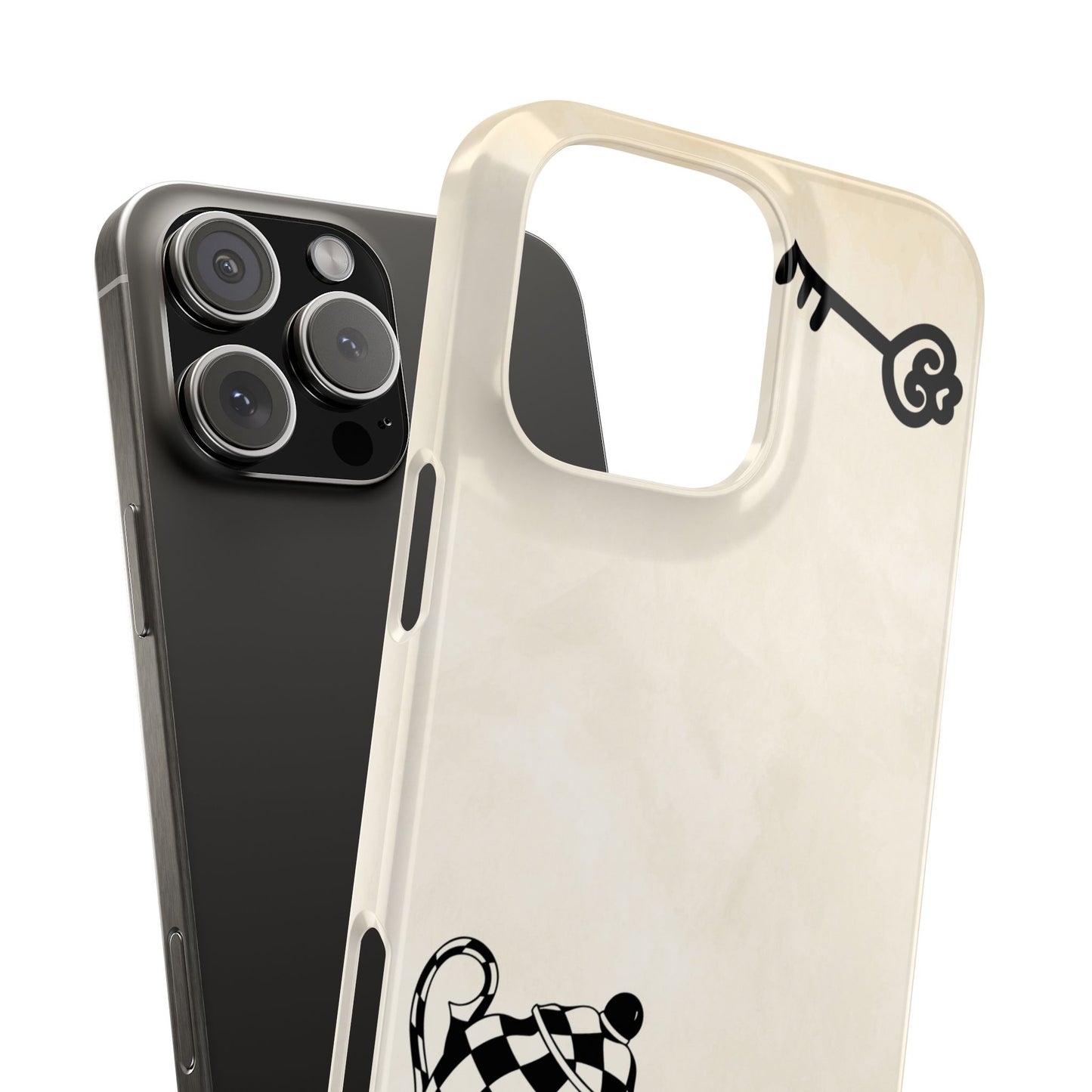 Alice in Wonderland Slim Phone Case, Tea Kettle and Cups Phone Cover, Compatible with iPhone 17, 16, 15, 14, 13