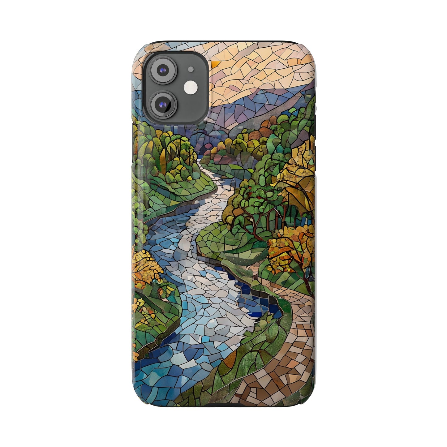 Cuyahoga Valley Mosaic Slim Phone Case, Midwest Forest Art, Scenic Nature Aesthetic, Unique Gift for Nature Lovers