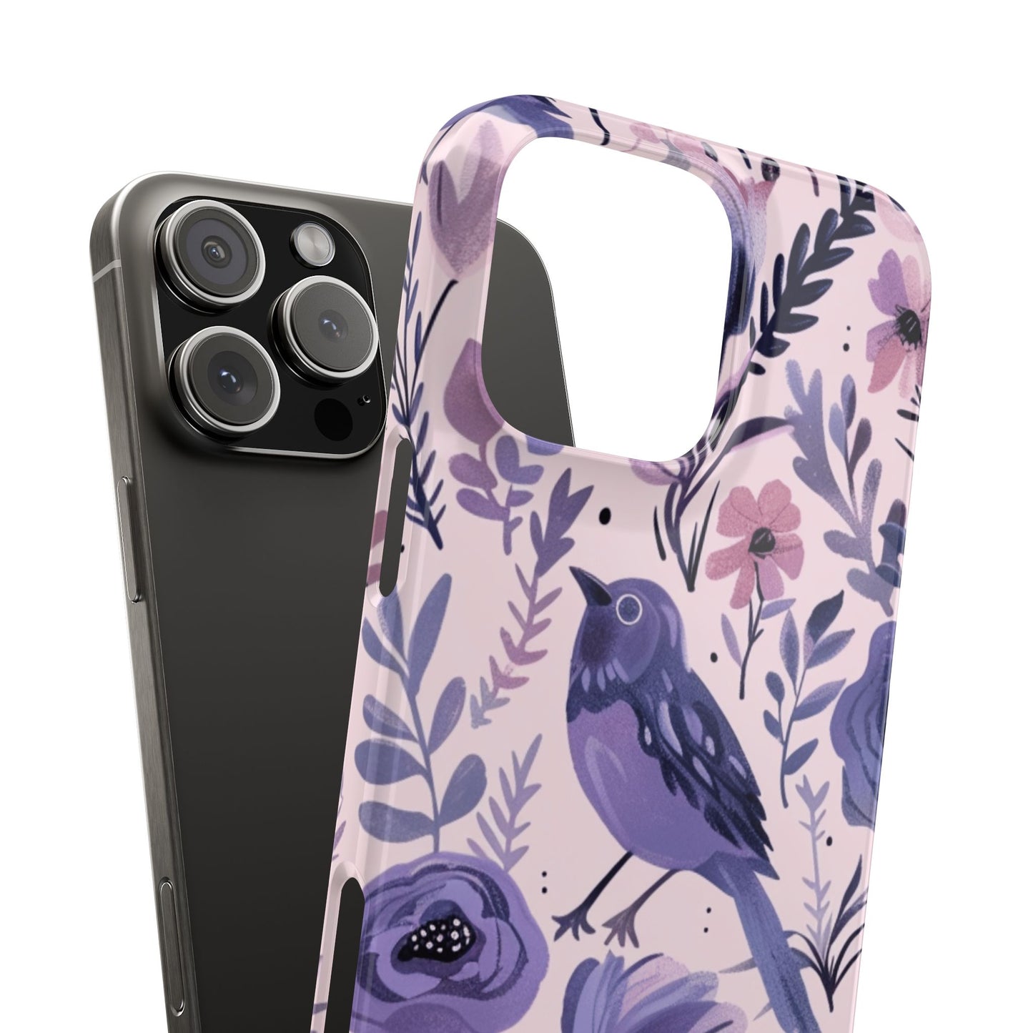 Floral Bird Slim Phone Case, Elegant Phone Cover, Cute Gift for Bird Lovers, Spring Vibes, Nature-Inspired