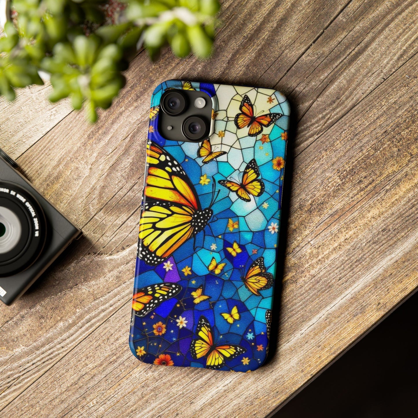 Butterfly Garden Slim Phone Case - Colorful Floral Design, Gift for Nature Lovers, Birthday Surprise, Eco-Friendly, Summer Vibes