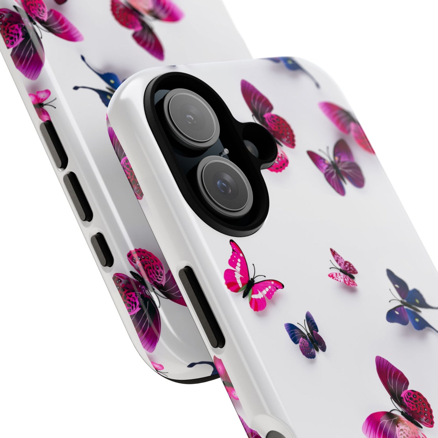 3D Style Butterfly Pattern Tough Phone Case, Coquette Insect Art and Nature, Compatible with iPhone, Galaxy, Google