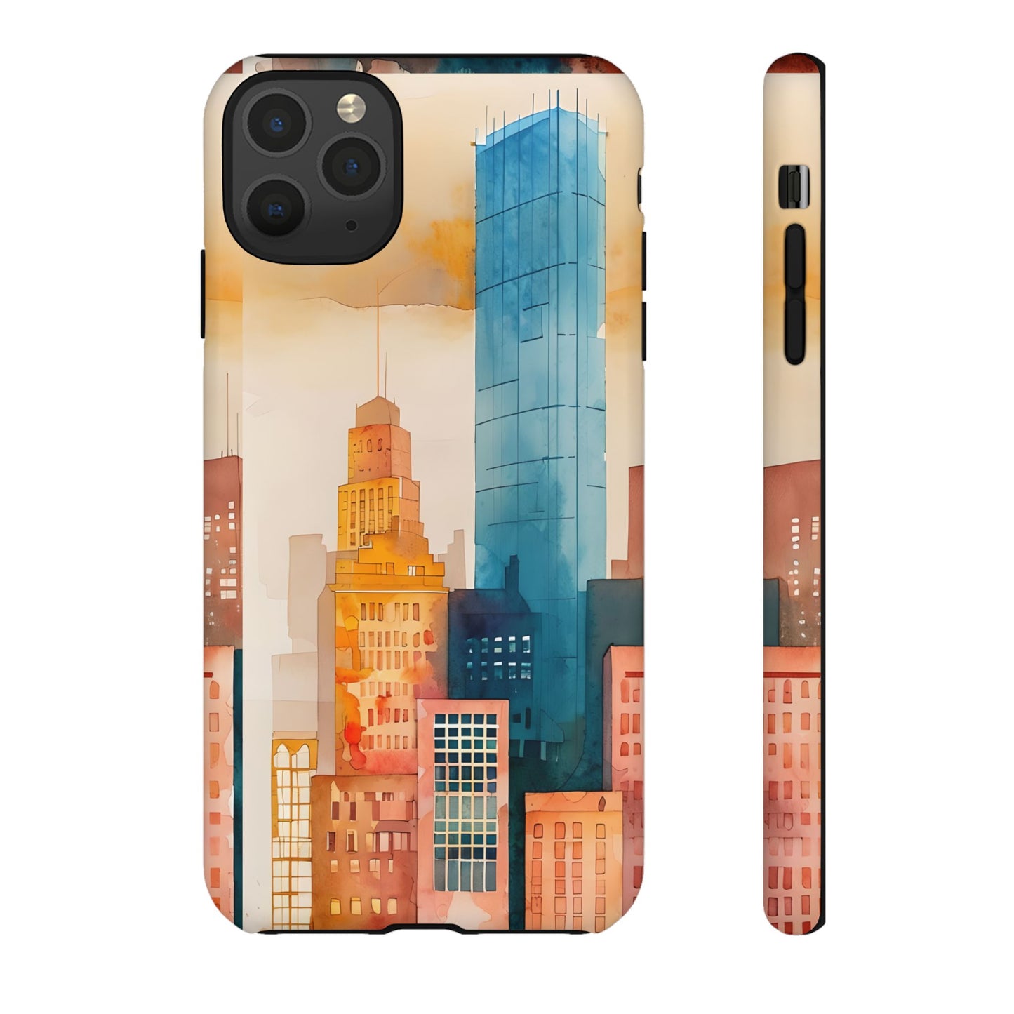 Boston Cityscape Tough Phone Case - Tropical Skyline Aesthetic, Sunset Beach Urban Art, Compatible with iPhone, Galaxy, and Google Phones