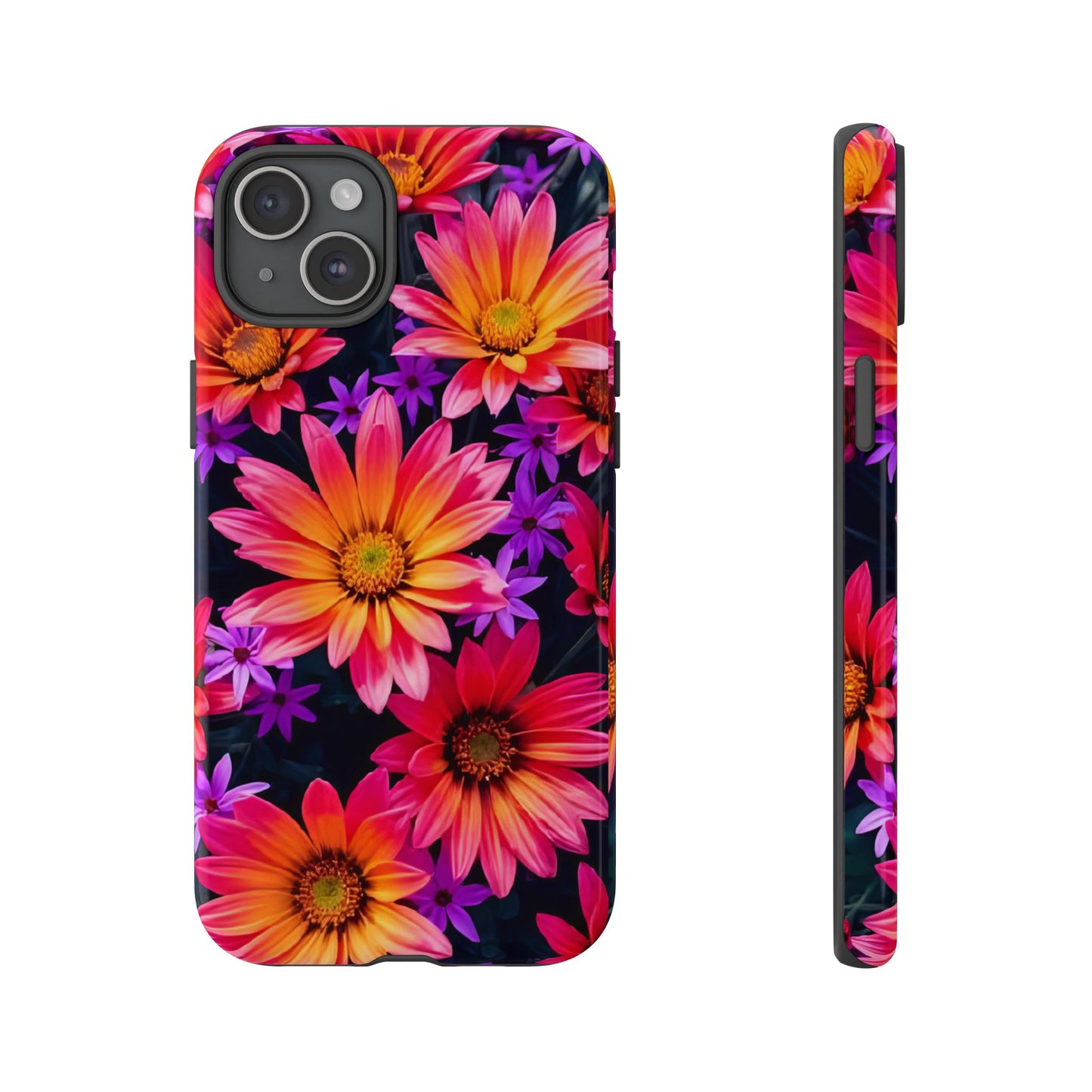 Bold Garden Flower Tough Phone Case - Colorful Floral Print, Bright Botanical Aesthetic, Compatible with iPhone, Galaxy, and Google Phones