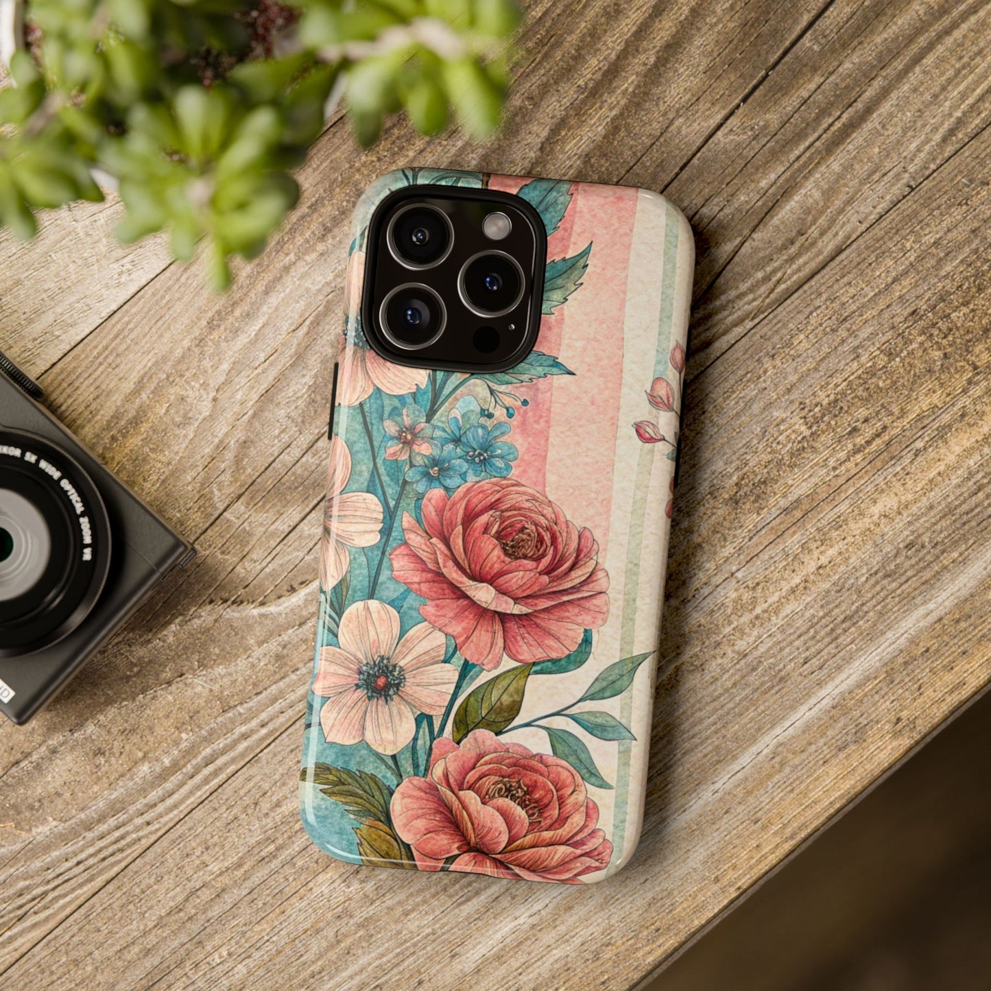 Vintage Floral Phone Case compatible with iPhone 16 pro max plus 15 14 13 12 11 10 9 8 X Samsung Pixel Pastel Roses Gift for Her, Mom,Sister