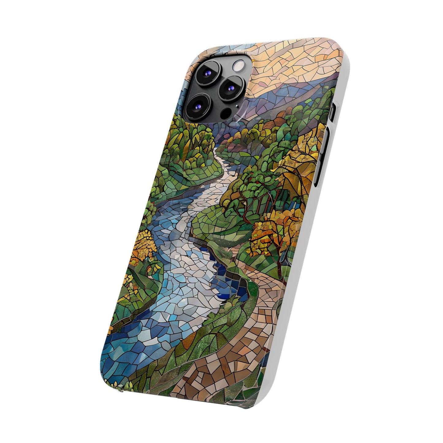 Cuyahoga Valley Mosaic Slim Phone Case, Midwest Forest Art, Scenic Nature Aesthetic, Unique Gift for Nature Lovers