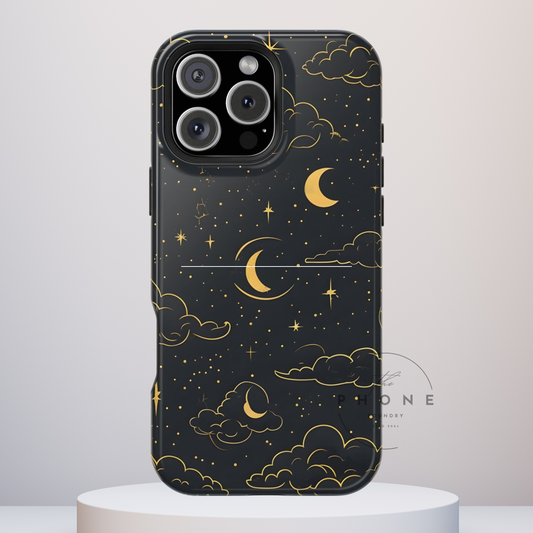 Celestial Tough Phone Case, Starry Night Design, Cozy Vibe, Gift for Space Lovers, Compatible with iPhone 17, 16, 15, 14, 13, Galaxy, Google