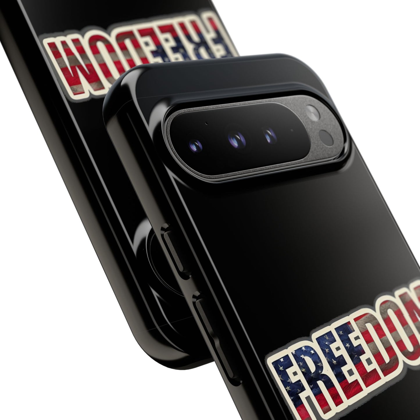 Freedom Tough Phone Case, Patriotic USA Flag Lettering Cover, compatible with iPhone 17, 16, 15, 14, 13, Galaxy, Google