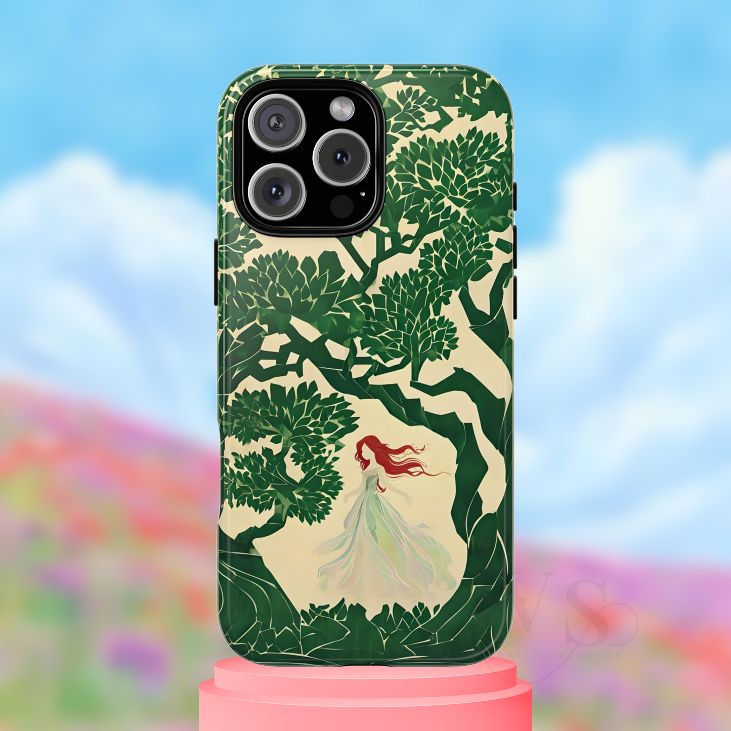 Ginger Fairy Tough Phone Case, Enchanted Forest Redhead Art, Irish Green Fantasy Aesthetic Cover for iPhone Galaxy Google