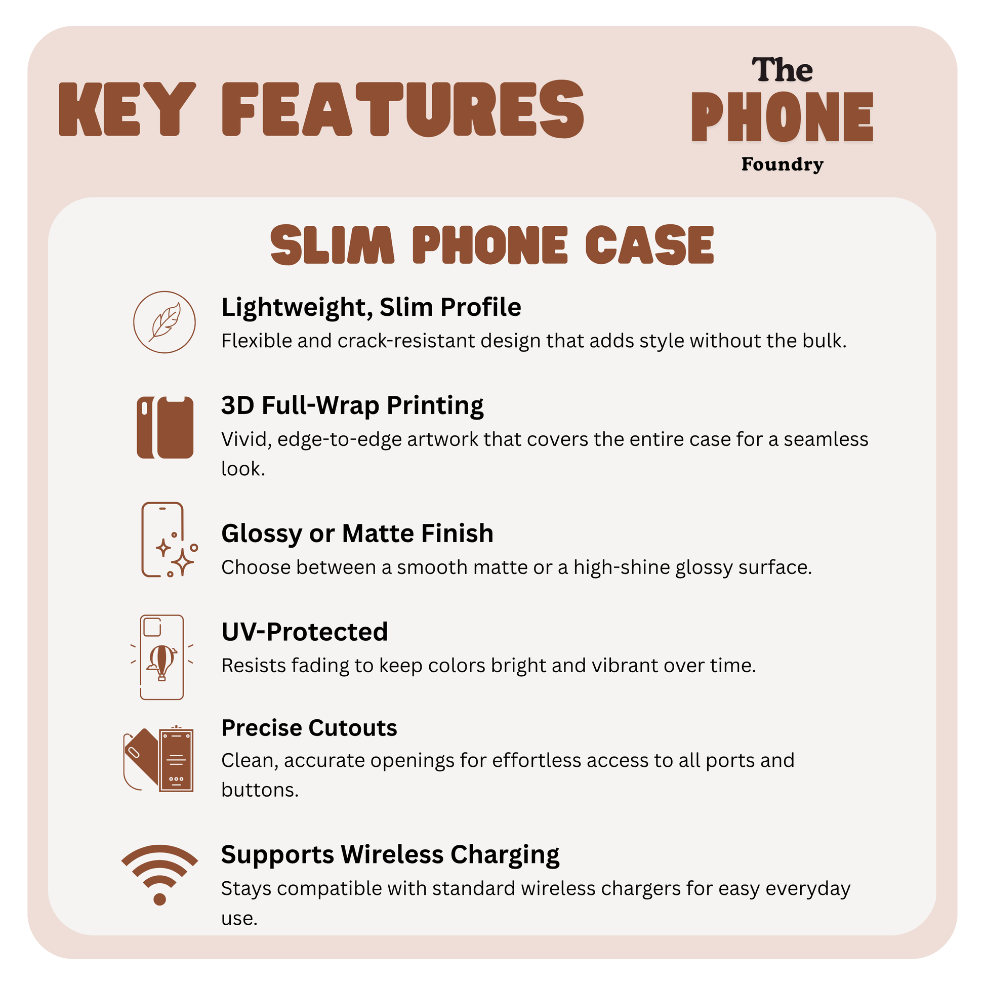 May include: Slim phone case showcasing a stained-glass-inspired mountain scene with a winding river and wildlife.