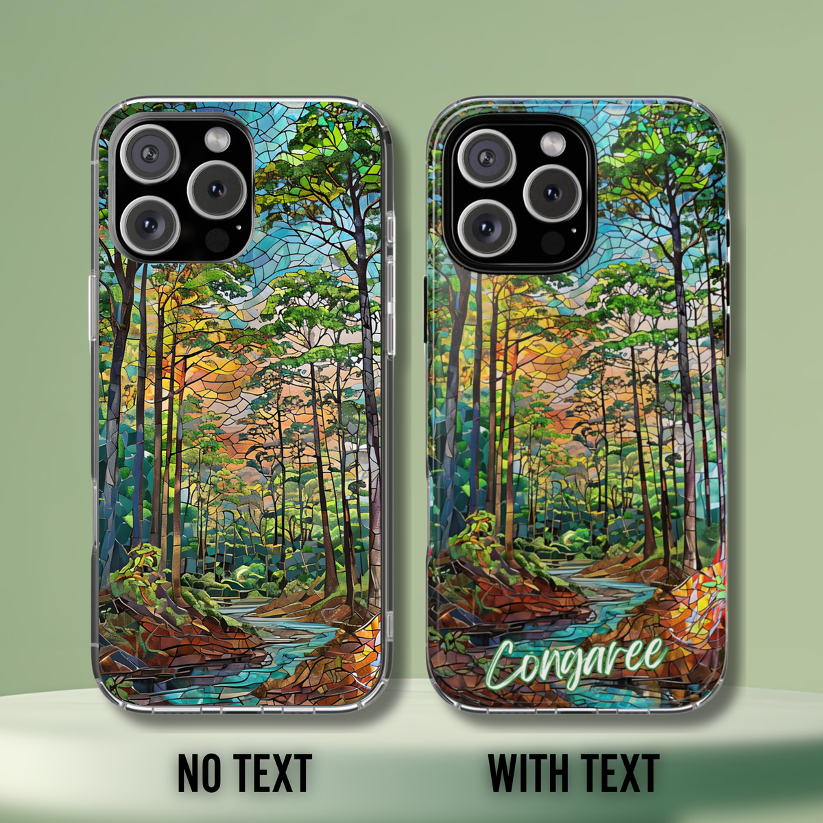Congaree National Park Tough Case, Floodplain Forest Mosaic Art, Swamp Landscape Phone Case Compatible with iPhone, Galaxy, and Google