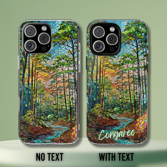 Congaree National Park Tough Case, Floodplain Forest Mosaic Art, Swamp Landscape Phone Case Compatible with iPhone, Galaxy, and Google