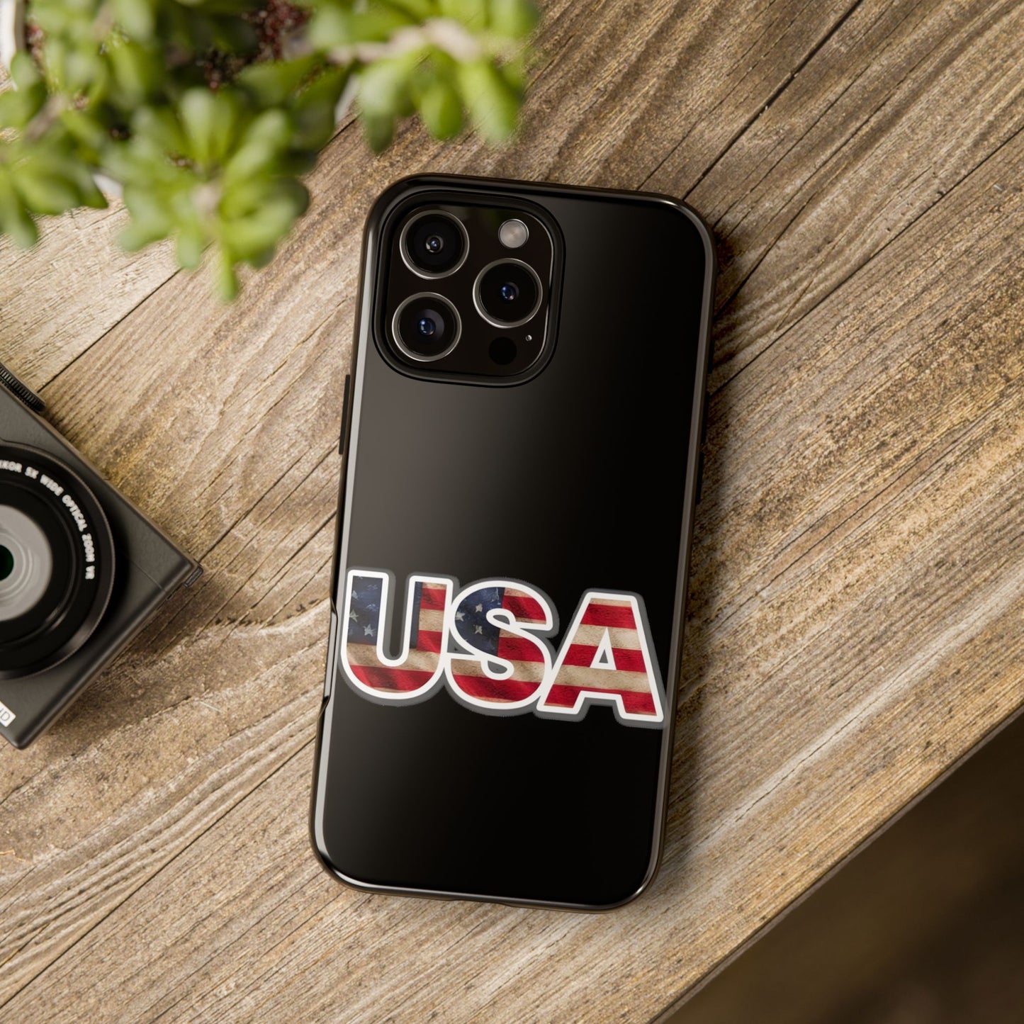 USA Tough Phone Case, Patriotic USA Flag Lettering Cover, compatible with iPhone 17, 16, 15, 14, 13, Galaxy, Google