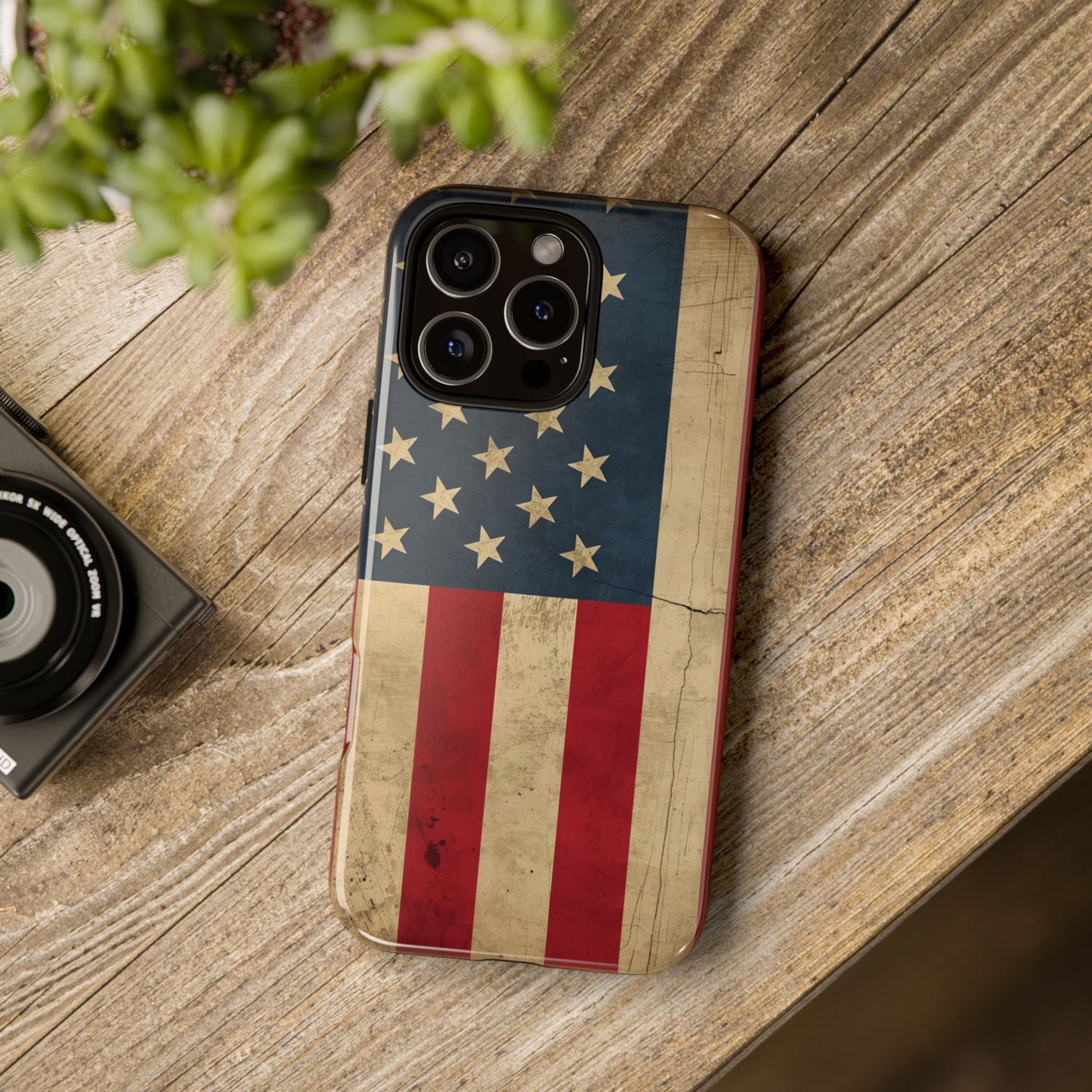 Rustic Flag Tough Phone Case, American Grunge USA Phone Cover, compatible with iPhone 17, 16, 15, 14, 13, Galaxy, Google