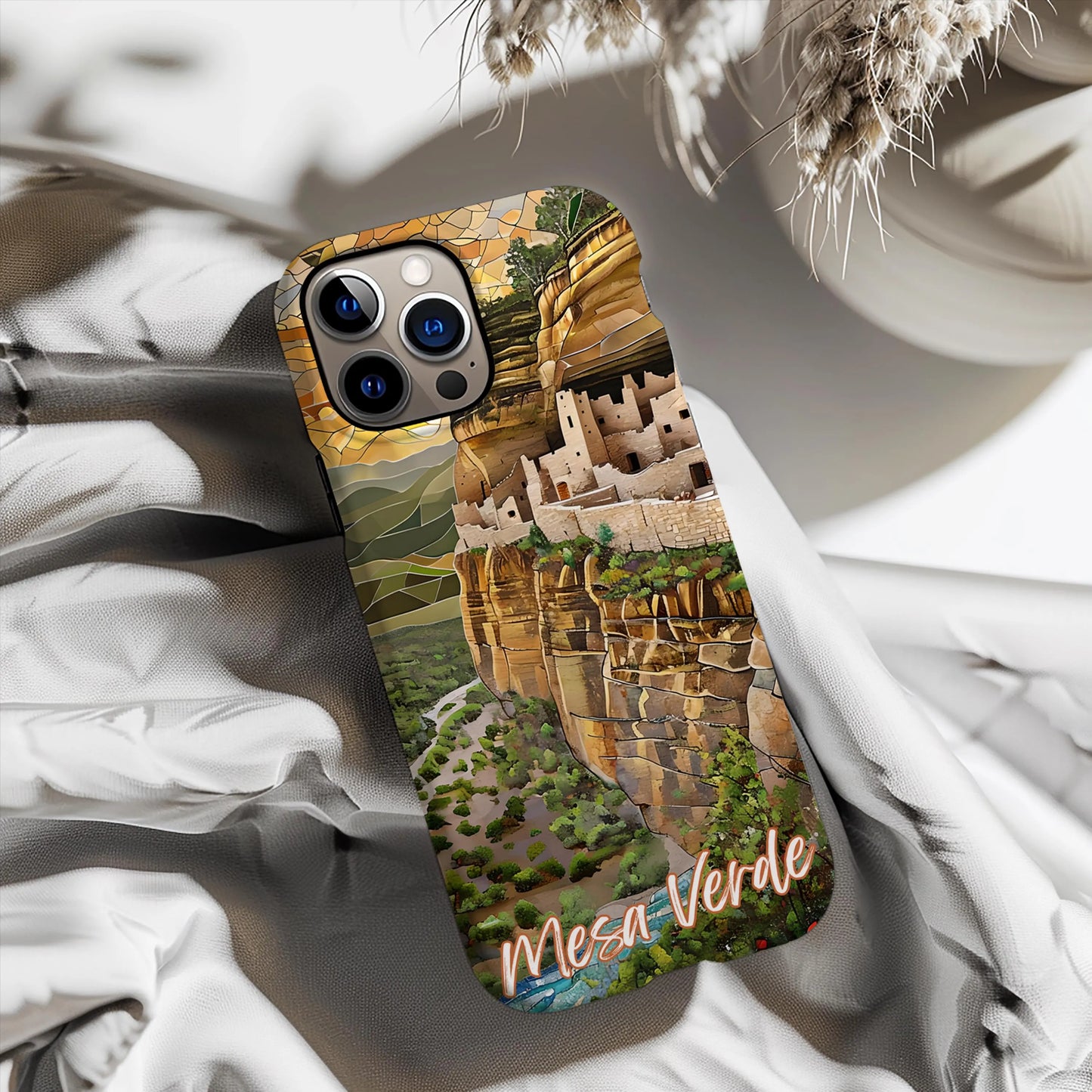 Mesa Verde National Park Tough Case, Mosaic Cliff Dwelling Phone Case, Southwest Desert Design Compatible with iPhone, Galaxy and Google
