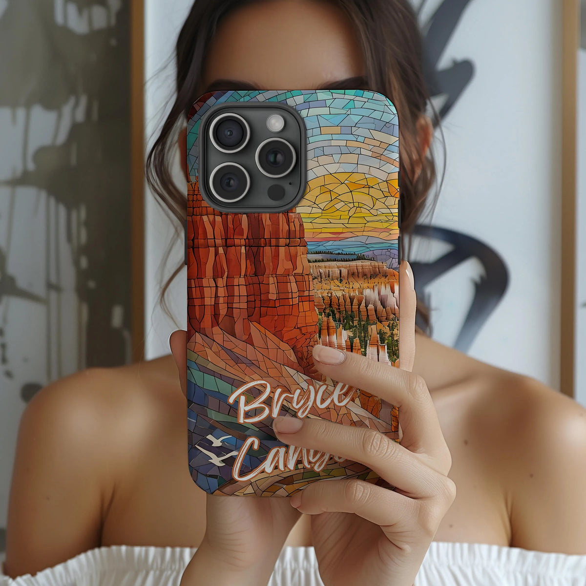 Bryce Canyon National Park Tough Case, Mosaic Desert Hoodoo Phone Case, Scenic Utah Phone Cover Compatible with iPhone, Galaxy, and Google
