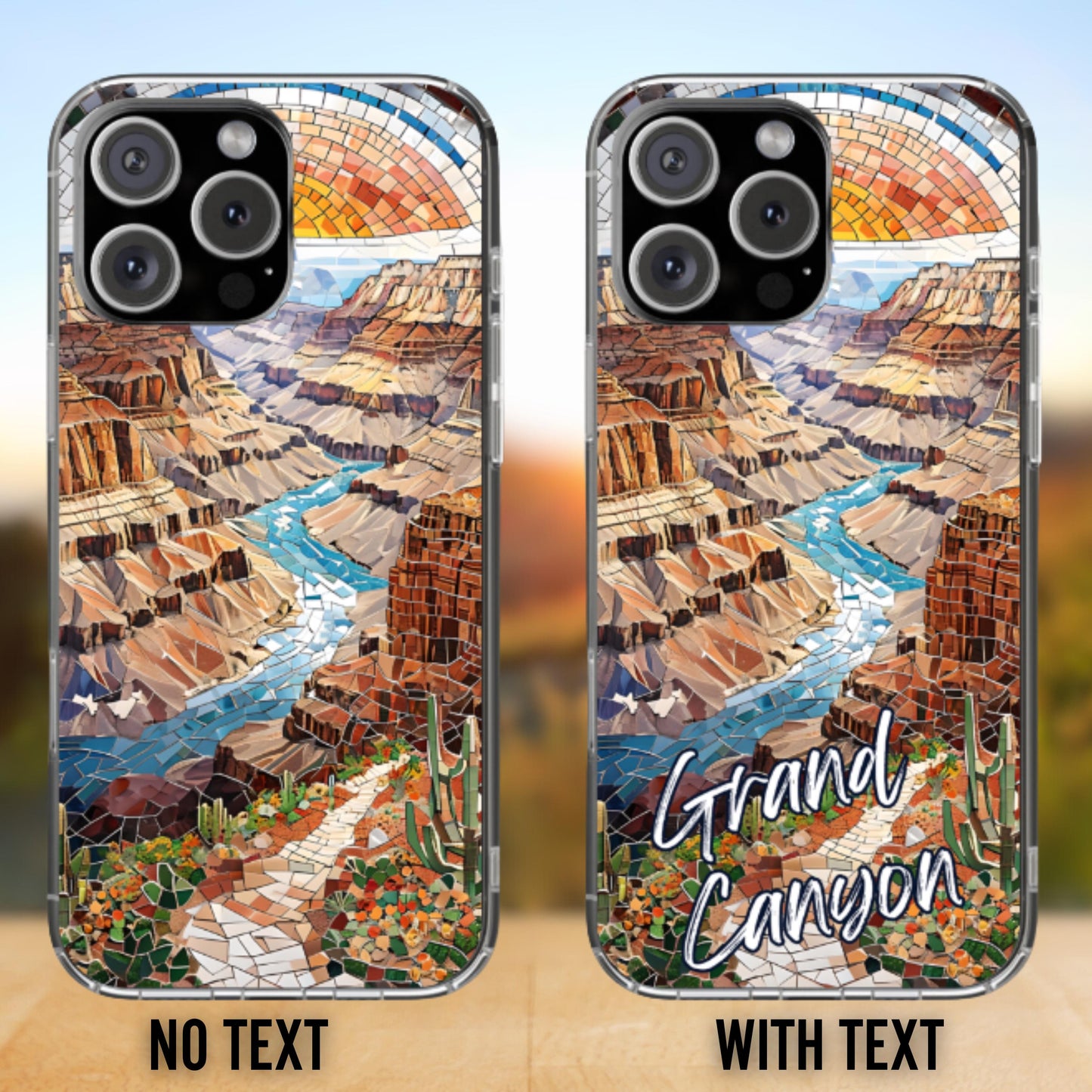 Grand Canyon National Park Tough Case, Mosaic Desert River Phone Case, Southwest Nature Cover Compatible with iPhone, Galaxy and Google