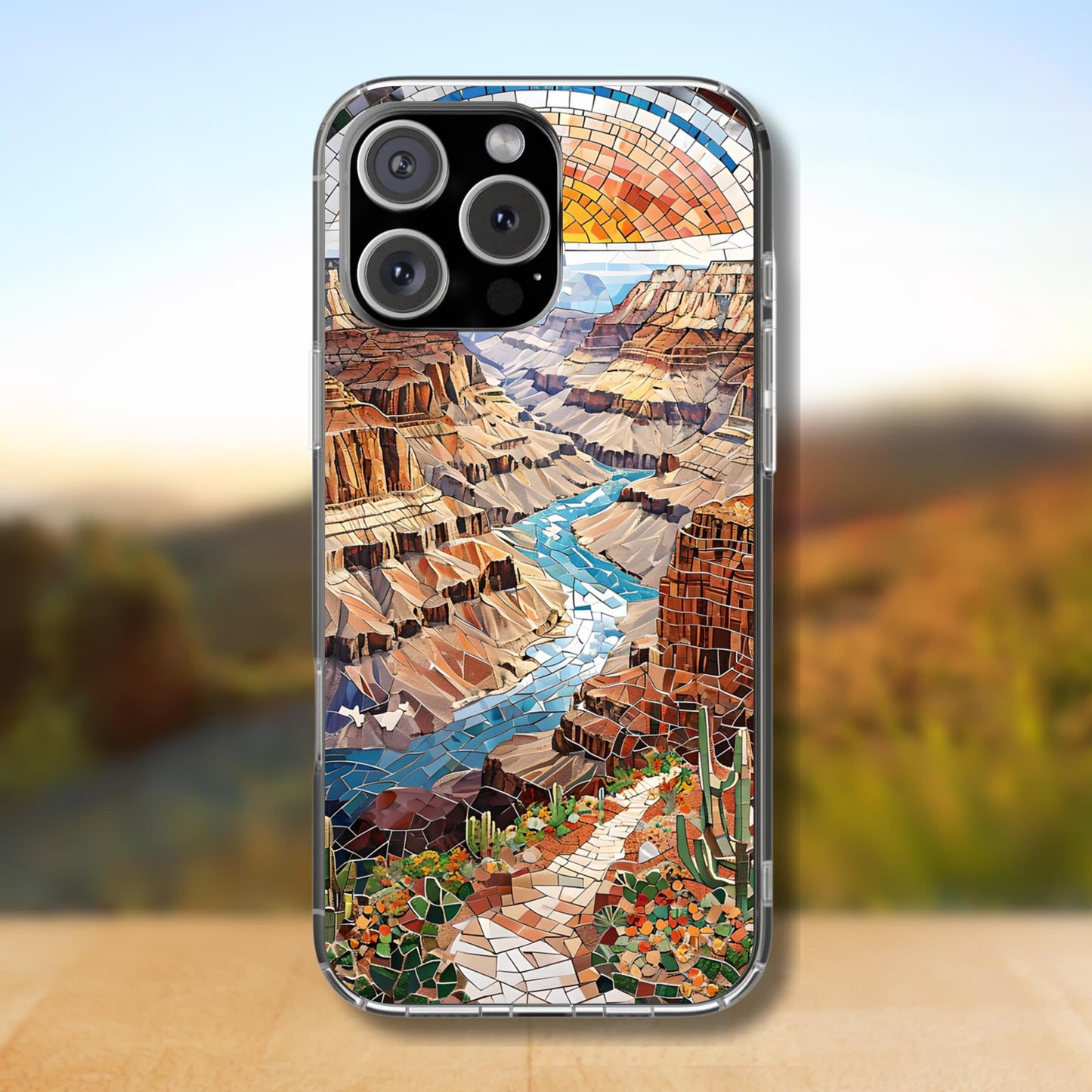 Grand Canyon National Park Tough Case, Mosaic Desert River Phone Case, Southwest Nature Cover Compatible with iPhone, Galaxy and Google