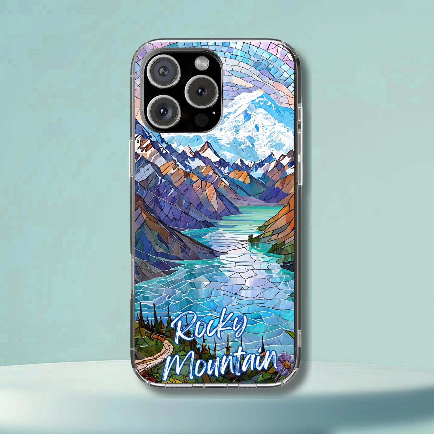 Rocky Mountain National Park Tough Case, Mosaic Lake and Mountain Phone Case Scenic Colorado Cover Compatible with iPhone, Galaxy and Google