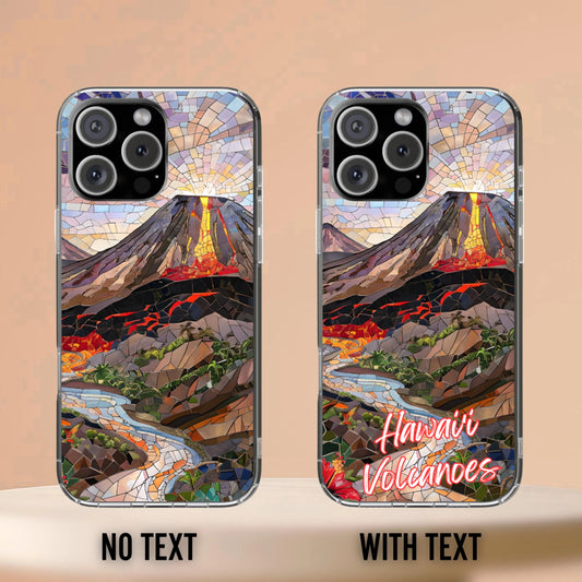 Hawaii Volcanoes National Park Tough Case, Mosaic Lava Eruption Phone Case Big Island Nature Cover Compatible with iPhone, Galaxy and Google