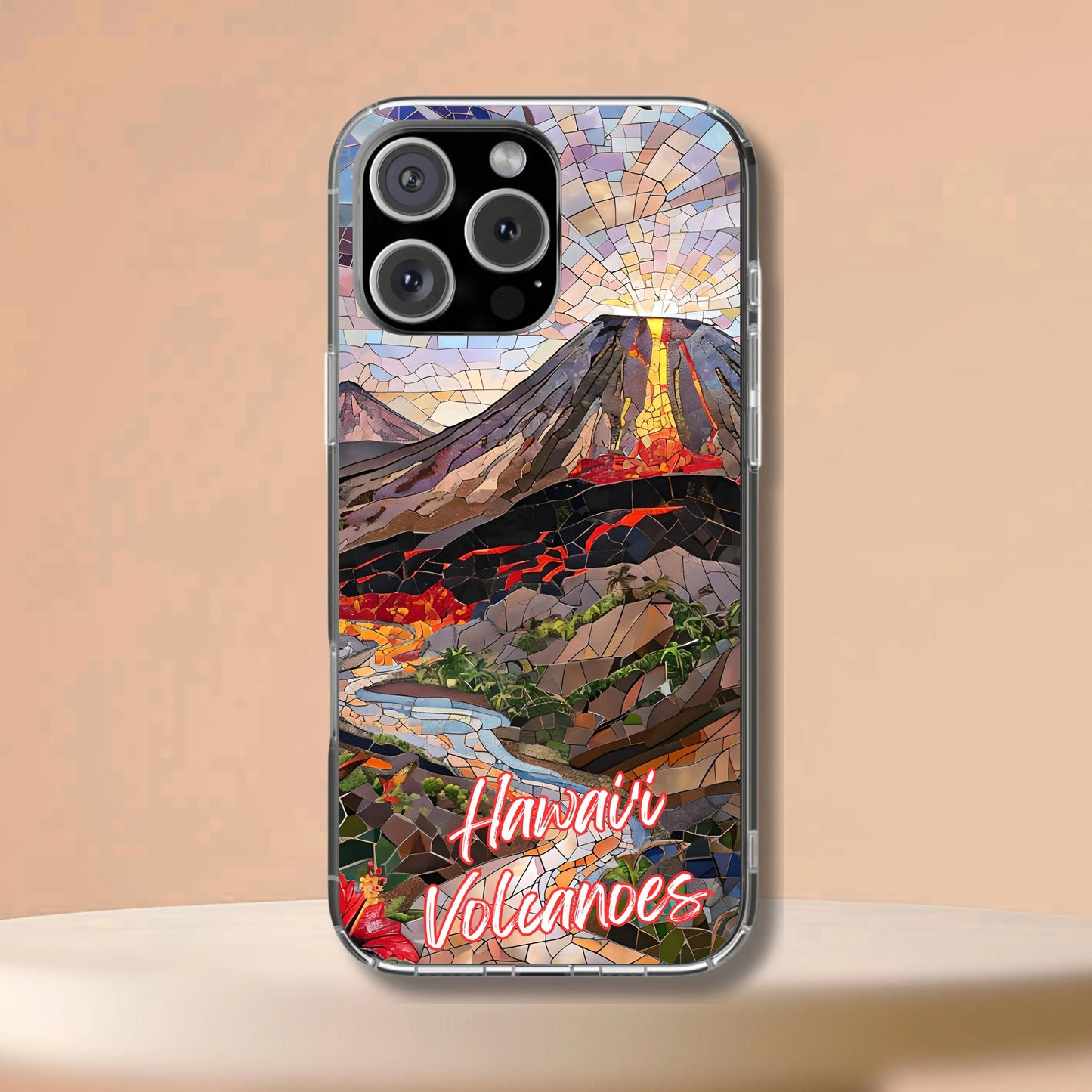 Hawaii Volcanoes National Park Tough Case, Mosaic Lava Eruption Phone Case Big Island Nature Cover Compatible with iPhone, Galaxy and Google