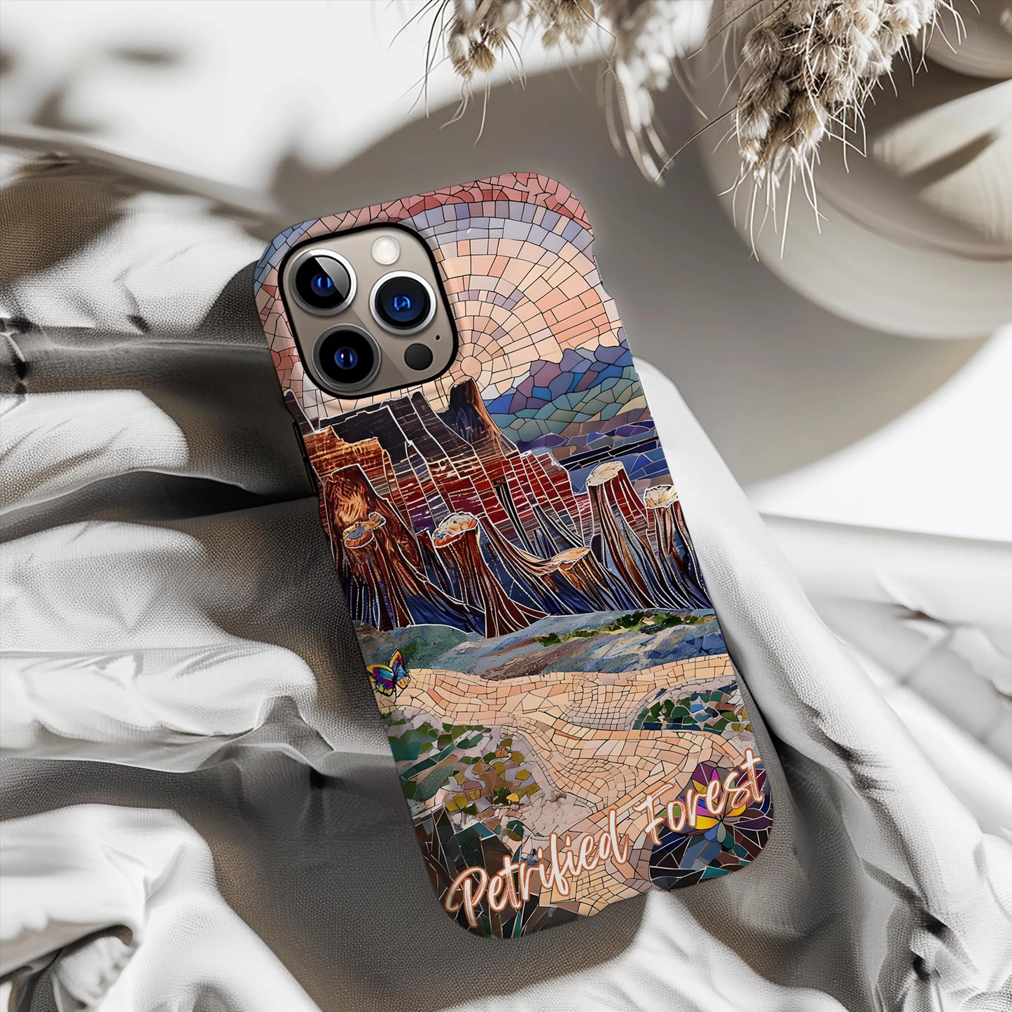 Petrified Forest National Park Tough Case, Mosaic Fossil Desert Phone Case, Arizona Nature Art Cover Compatible with iPhone, Galaxy & Google