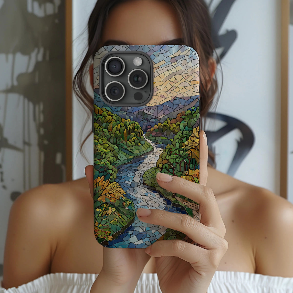 Cuyahoga Valley National Park Tough Case, Mosaic River Trail Phone Case Scenic Forest Landscape Cover Compatible with iPhone, Galaxy, Google