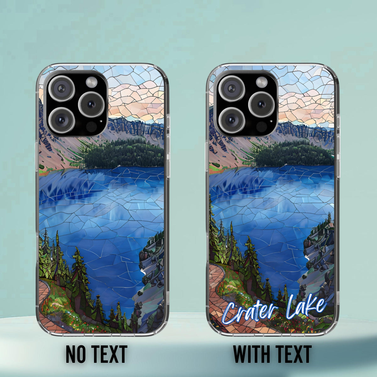 Crater Lake National Park Tough Case, Mosaic Deep Blue Lake Phone Case, Scenic Oregon Nature Cover Compatible with iPhone, Galaxy and Google