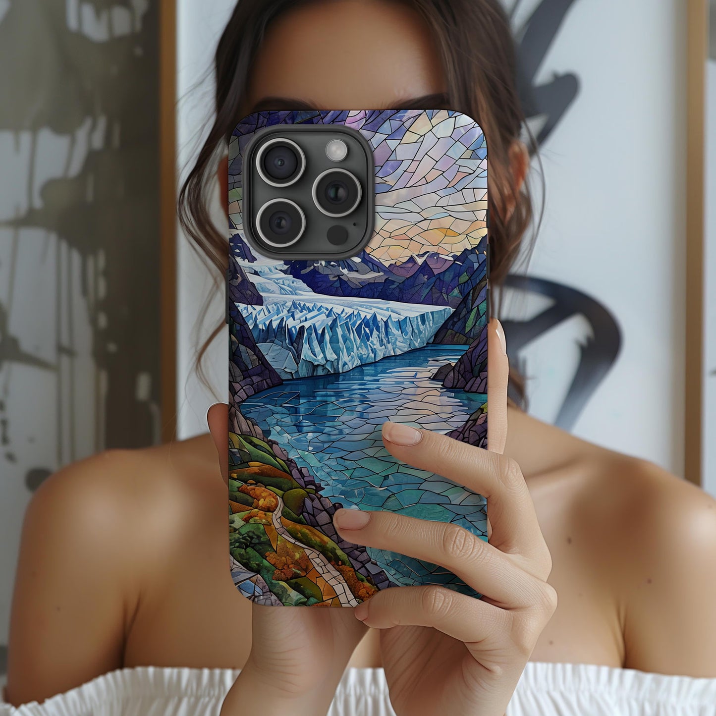 Kenai Fjords National Park Tough Case, Mosaic Glacier Fjord Phone Case, Scenic Alaska Nature Cover Compatible with iPhone, Galaxy and Google