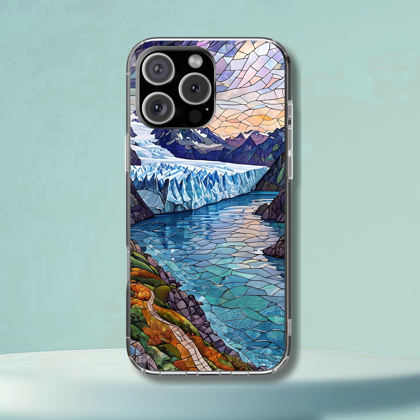 Kenai Fjords National Park Tough Case, Mosaic Glacier Fjord Phone Case, Scenic Alaska Nature Cover Compatible with iPhone, Galaxy and Google