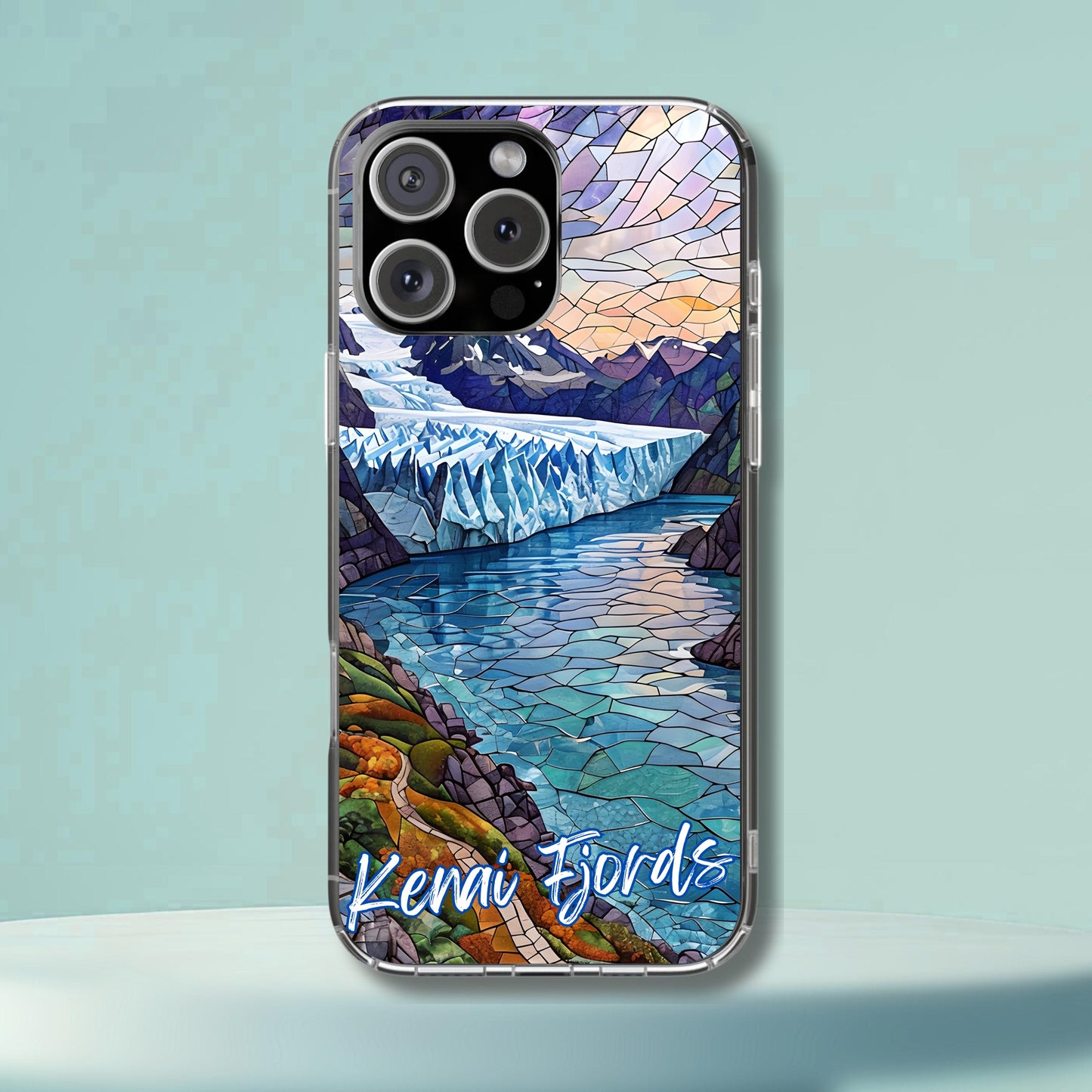 Kenai Fjords National Park Tough Case, Mosaic Glacier Fjord Phone Case, Scenic Alaska Nature Cover Compatible with iPhone, Galaxy and Google