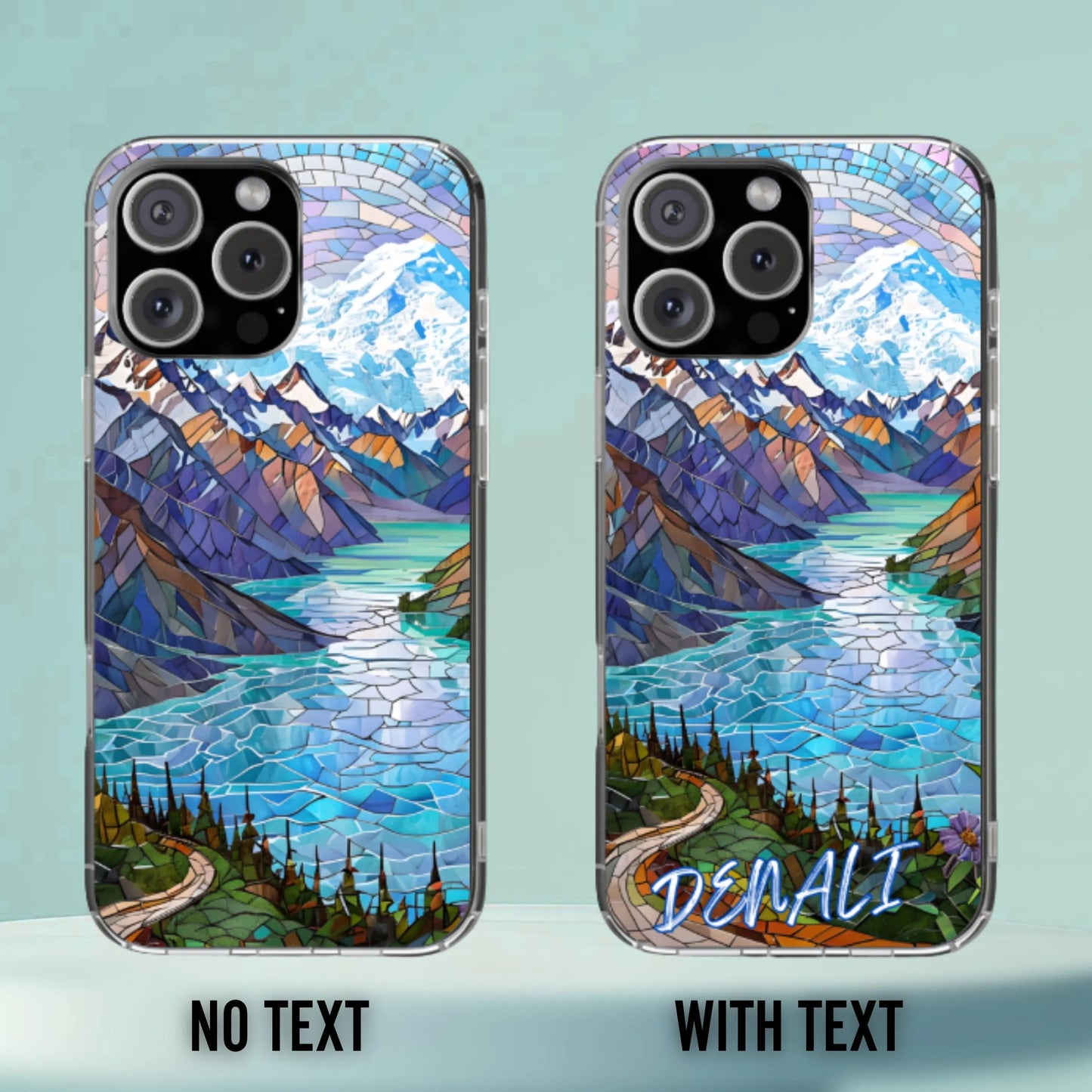 Denali National Park Tough Case, Mosaic Mountain Lake Phone Case, Scenic Alaska Wilderness Cover Compatible with iPhone, Galaxy and Google
