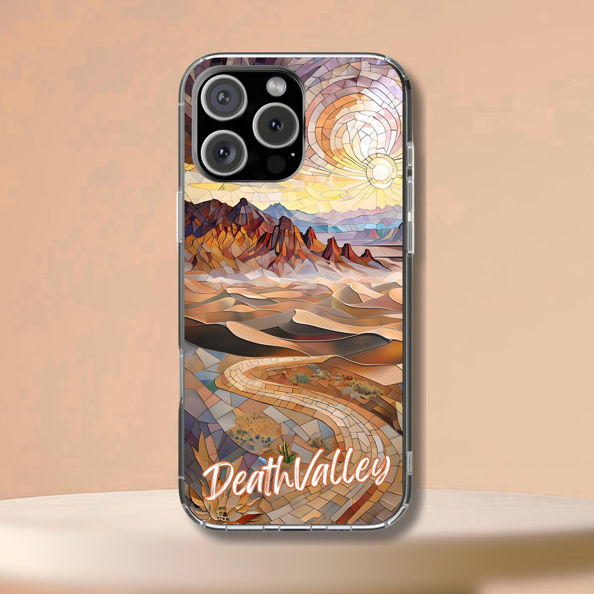 Death Valley Tough Case, Mosaic Desert Dunes Phone Cover, National Park Art Case Compatible with iPhone, Galaxy and Google