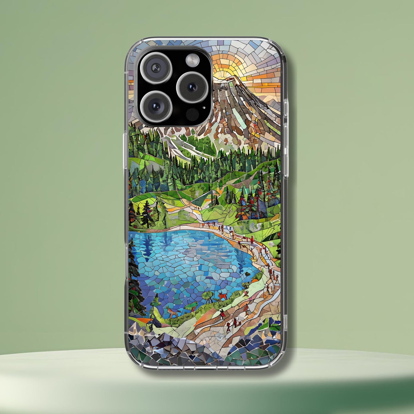Lassen Tough Case, Mosaic Volcanic Mountain Lake Phone Cover, National Park Case Compatible with iPhone, Galaxy and Google