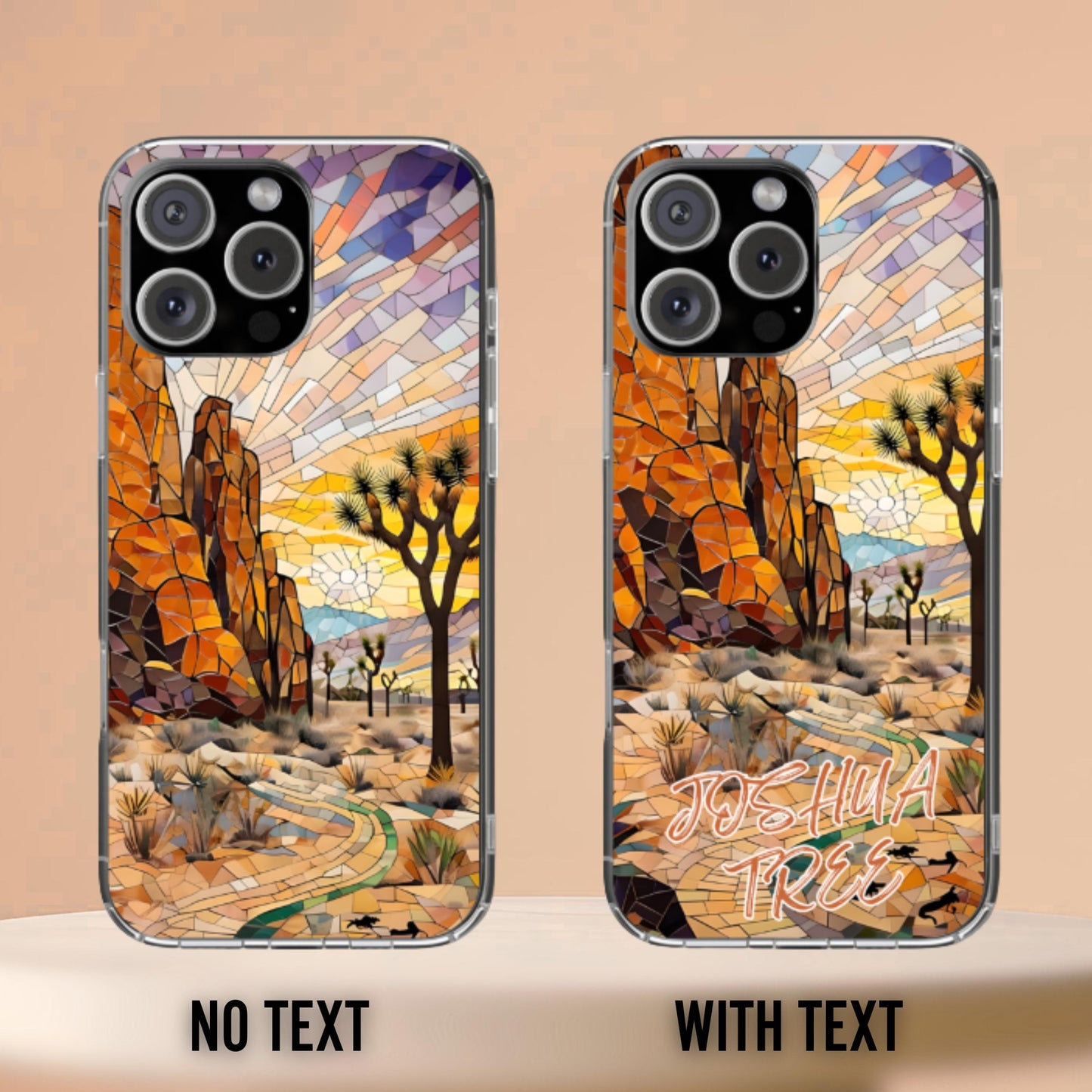 Joshua Tree Tough Case, Desert Rock and Sunset Mosaic Phone Cover, National Park Art Case Compatible with iPhone, Galaxy and Google