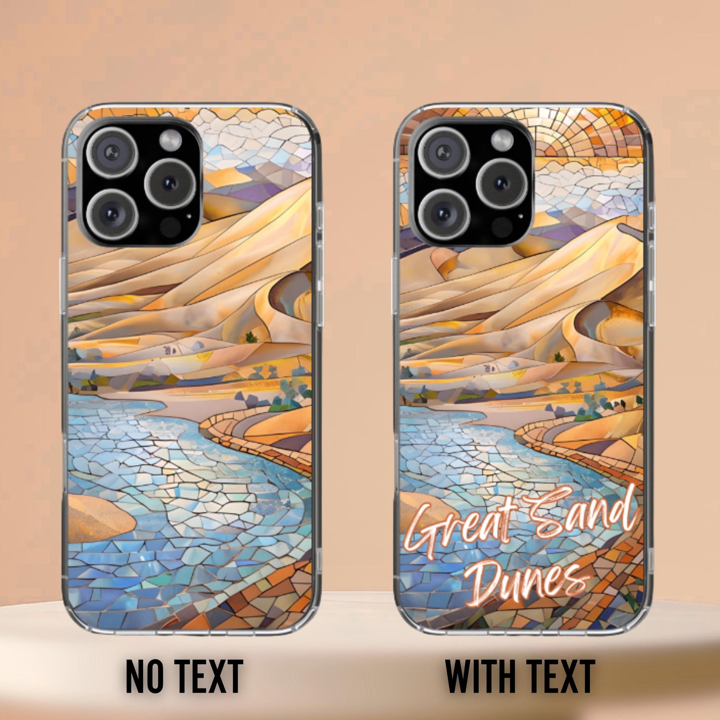 Great Sand Dunes Tough Case, Colorado Desert Landscape Mosaic Art, National Park Phone Cover Compatible with iPhone, Galaxy and Google