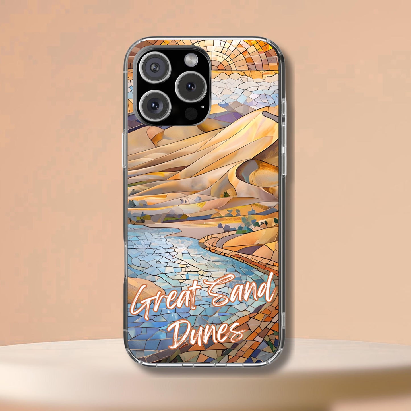 Great Sand Dunes Tough Case, Colorado Desert Landscape Mosaic Art, National Park Phone Cover Compatible with iPhone, Galaxy and Google