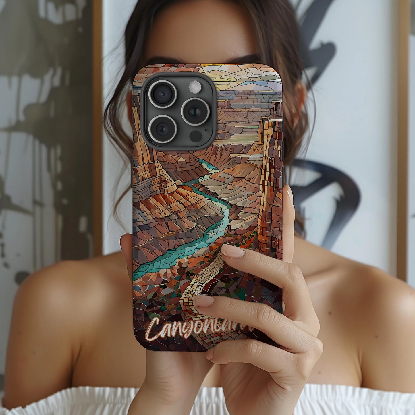 Canyonlands Tough Case, Utah Desert Mosaic Landscape Phone Cover, National Park Design Compatible with iPhone, Galaxy and Google